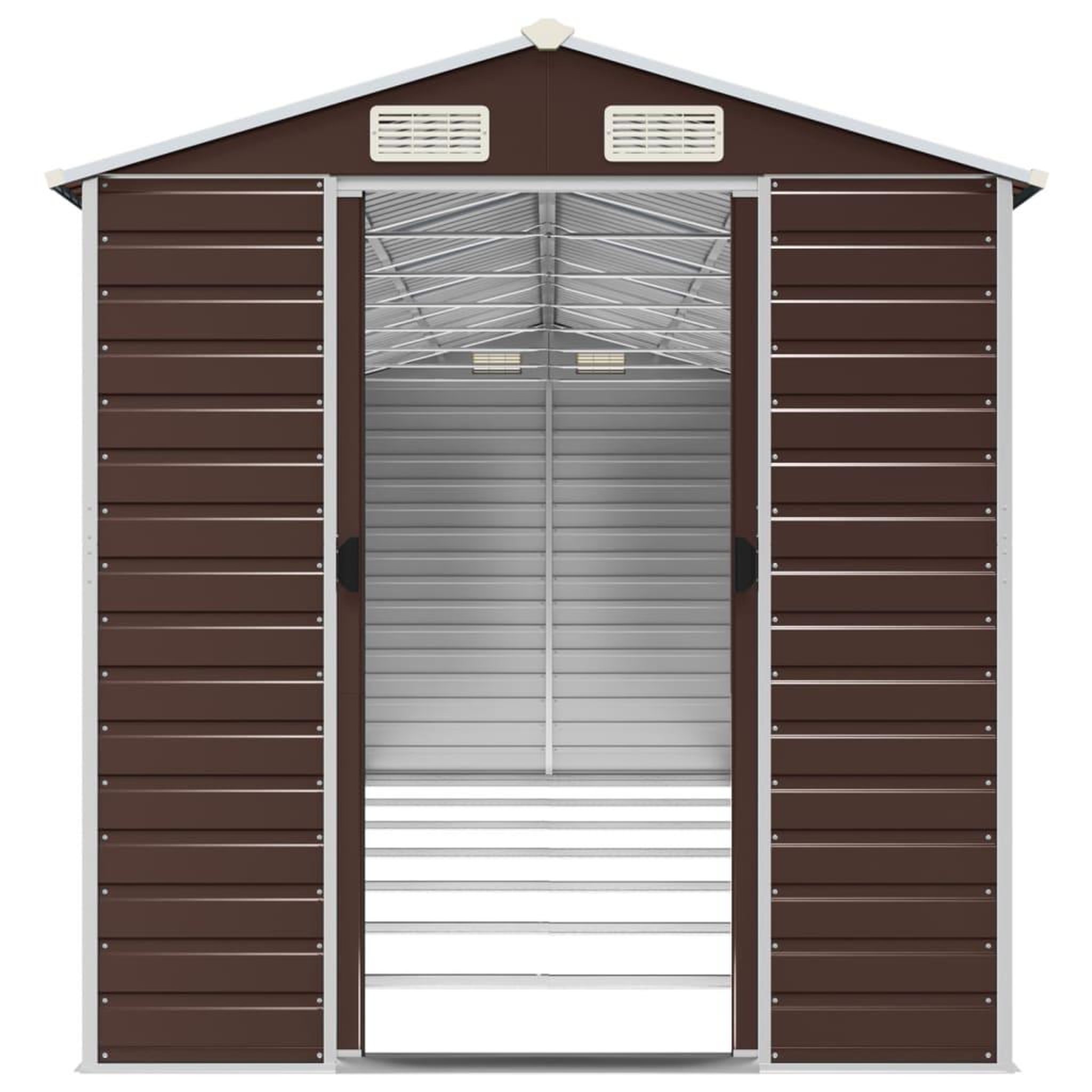 Voir la diapositive 5 : VIDAXL Abri de jardin marron 191x640x198 cm acier galvanise