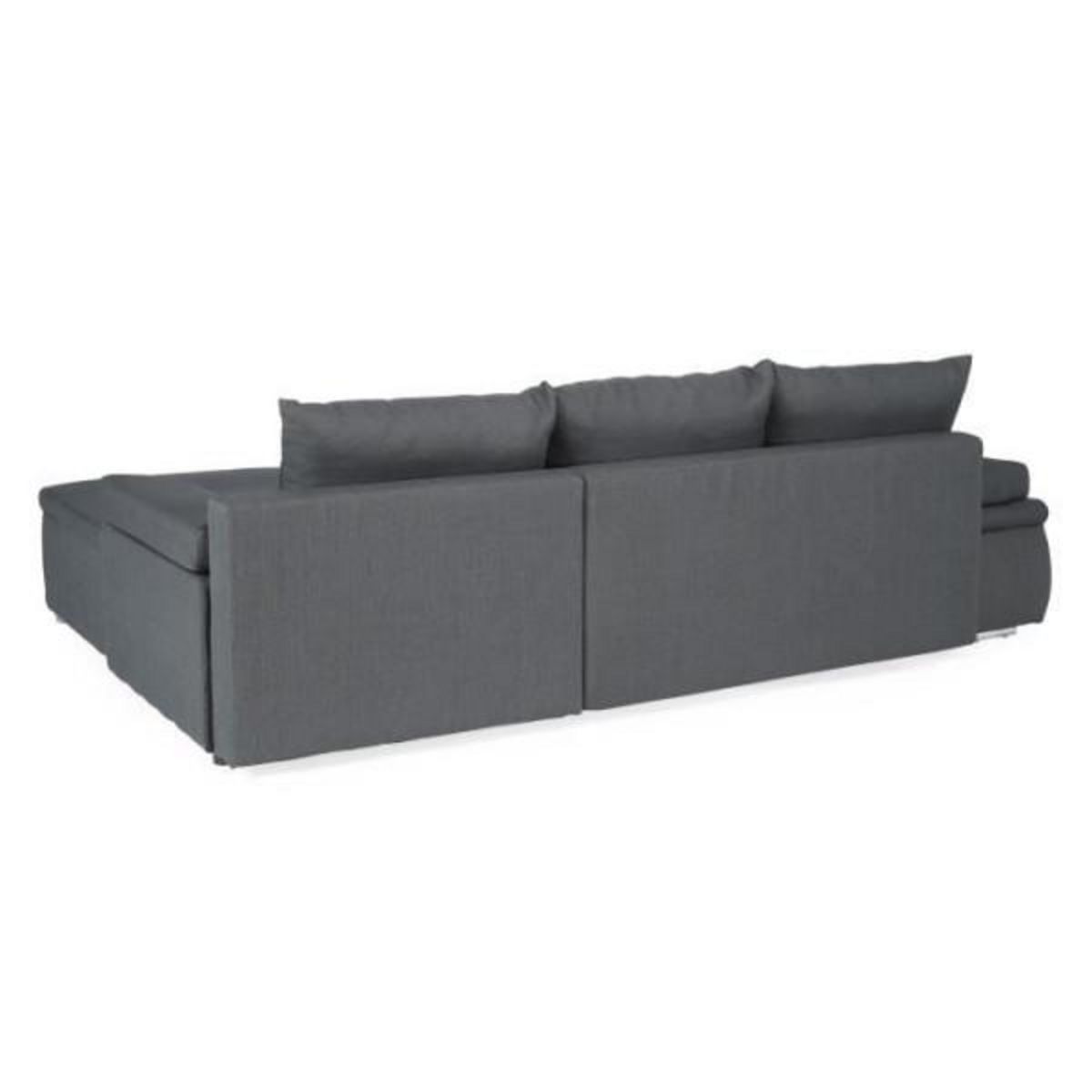 MARKET24 CELINA Canapé d'angle réversible convertible 3 places + Coffre de rangement - Tissu gris - L 274 x P 184 cm