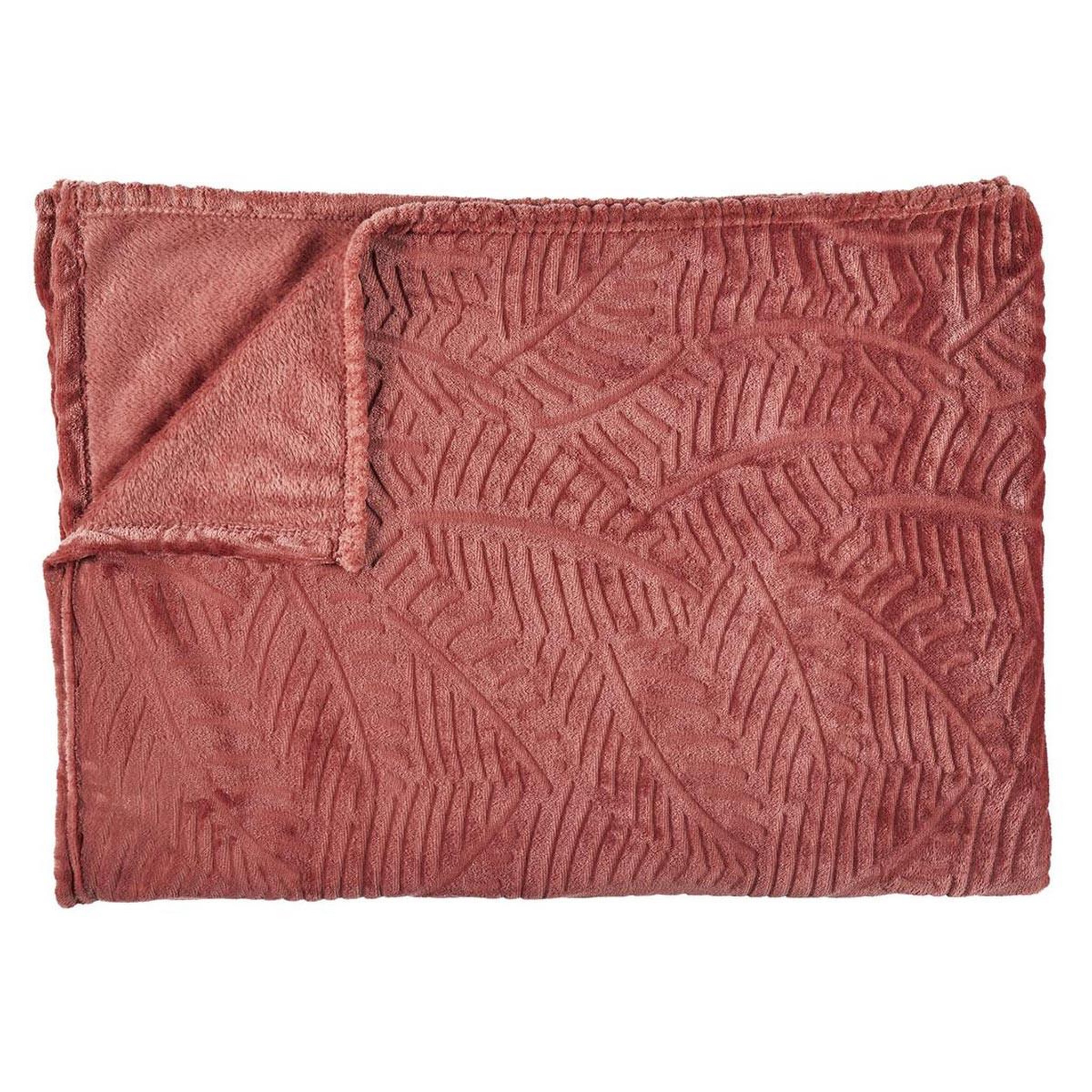 The Home Deco Factory Plaid flanelle embosse  roméo  120x150cm terracotta