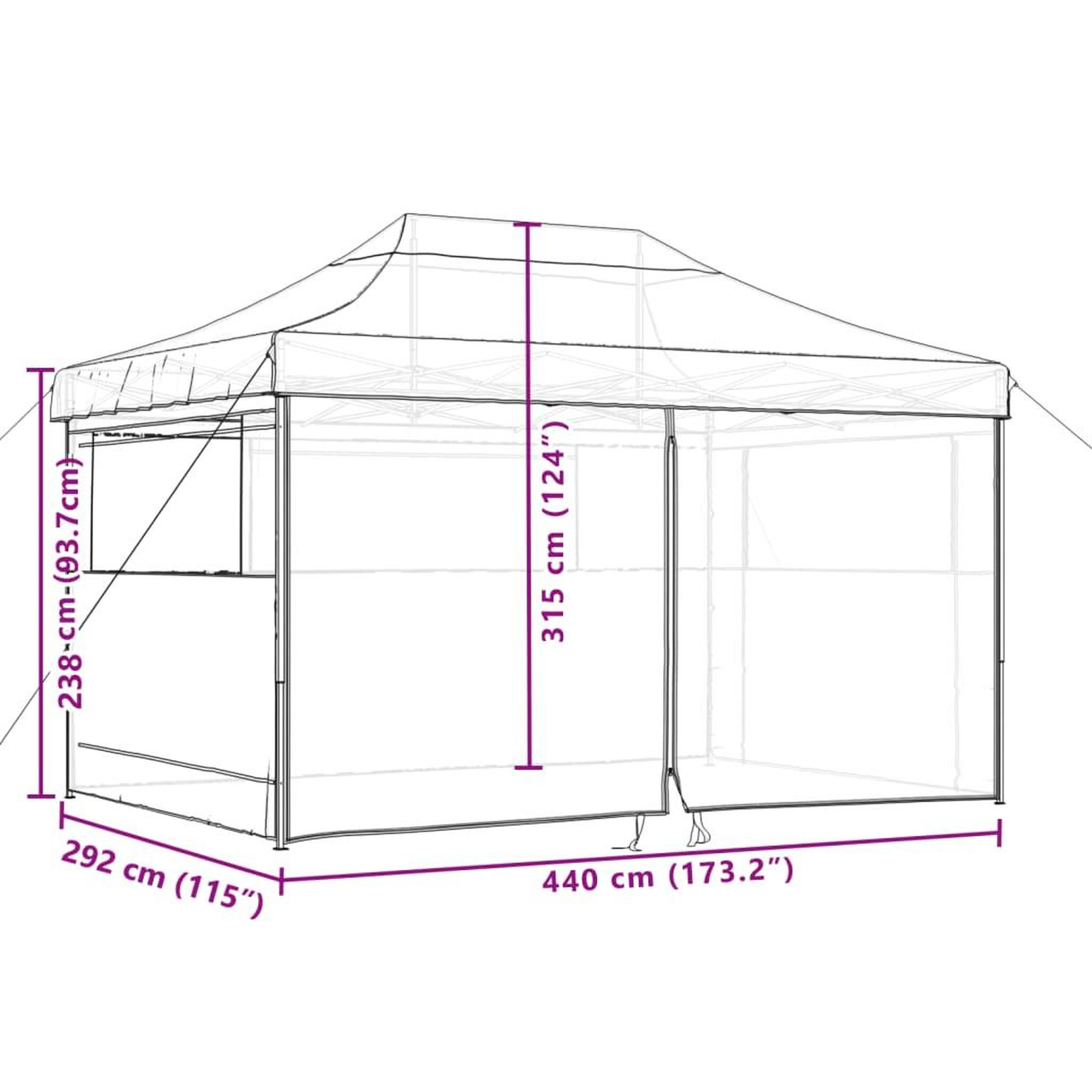 Voir la diapositive 6 : VIDAXL Tente de reception pliable escamotable avec 4 parois laterales