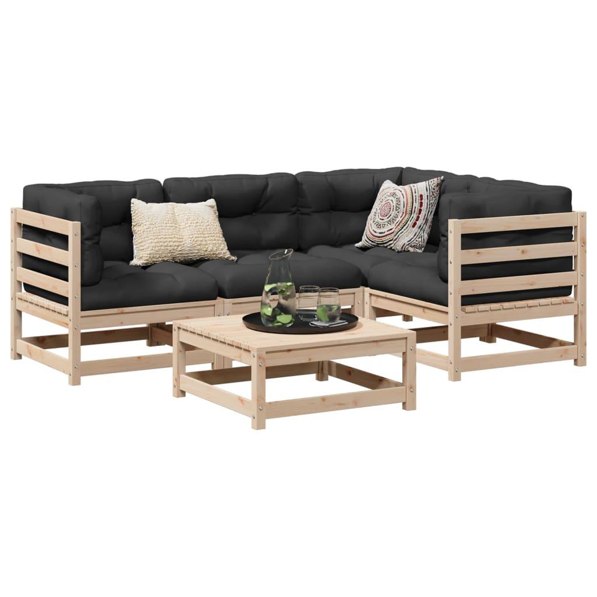 VIDAXL Salon de jardin 5 pcs bois de pin massif