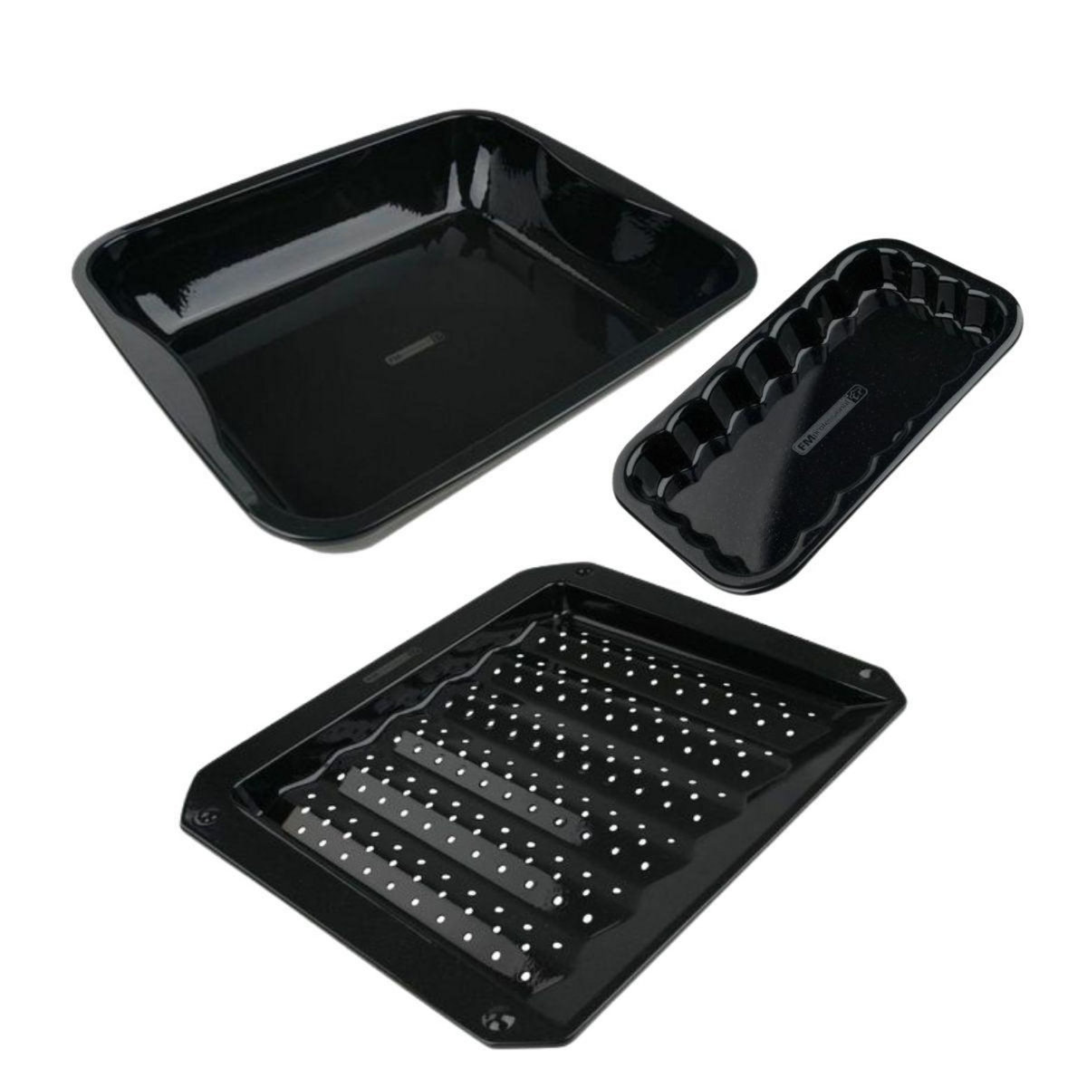 FM PROFESSIONAL Lot de 3 plats de cuisson en acier émaillé 40 x 34 cm, 21 x 12 cm, 28 x 33 cm FM Professional Barbecue