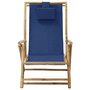 VIDAXL Chaise de relaxation inclinable Bleu marine Bambou et tissu