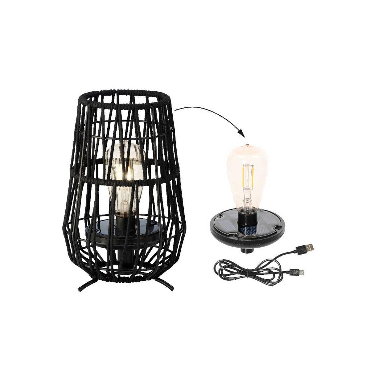 JARDIDECO Lanterne de jardin solaire décorative noire - Ø 18 x 27,5 cm - Jardideco