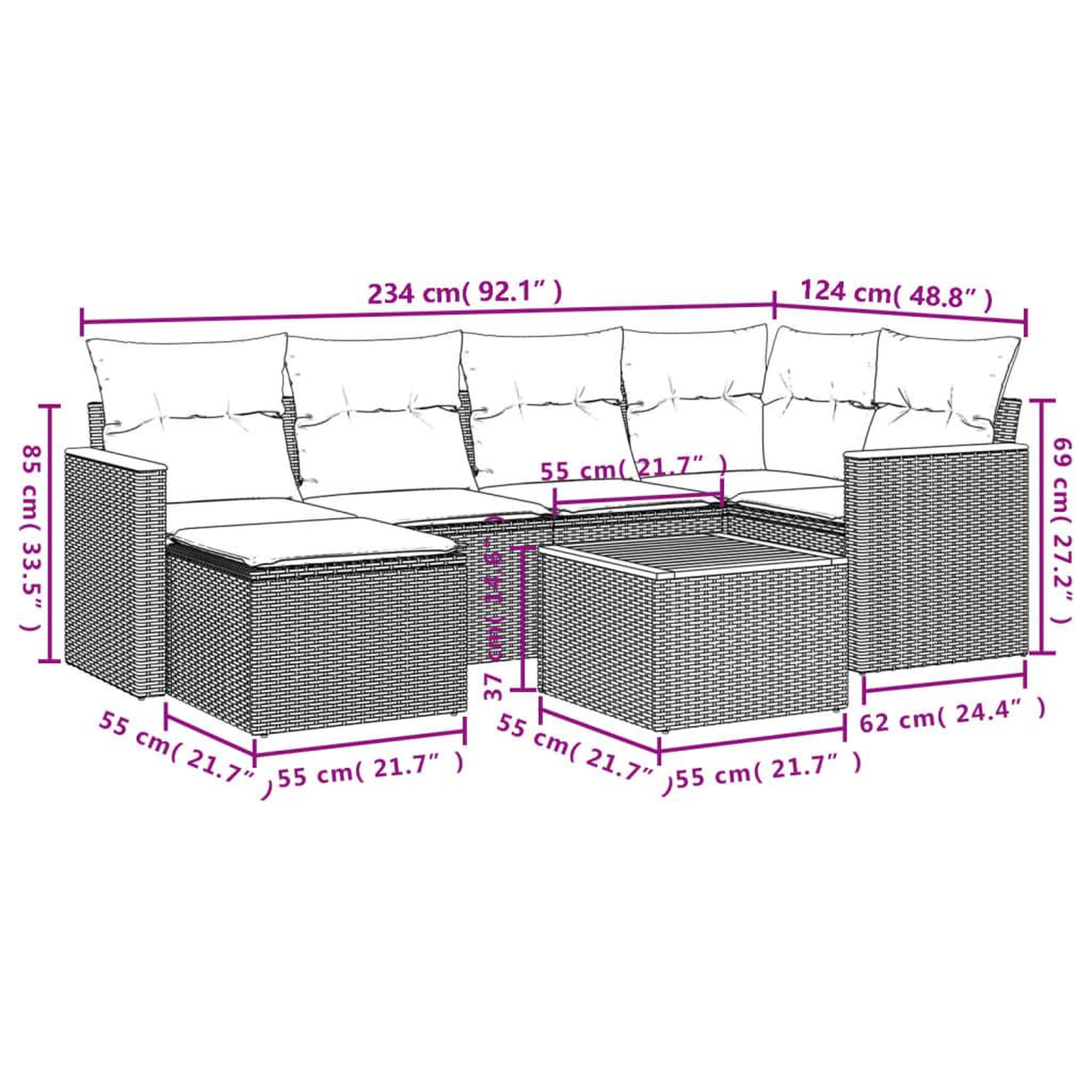 Voir la diapositive 3 : VIDAXL Salon de jardin 7 pcs avec coussins noir resine tressee