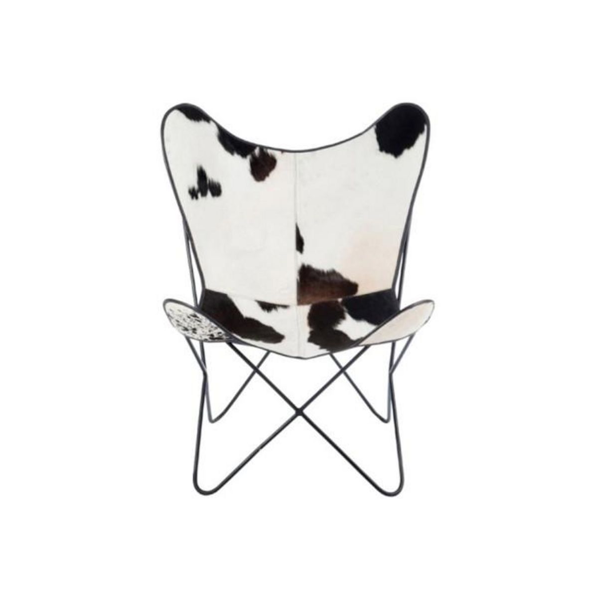 Paris Prix Fauteuil Design Peau de Vache  Papillon  92cm Noir & Blanc