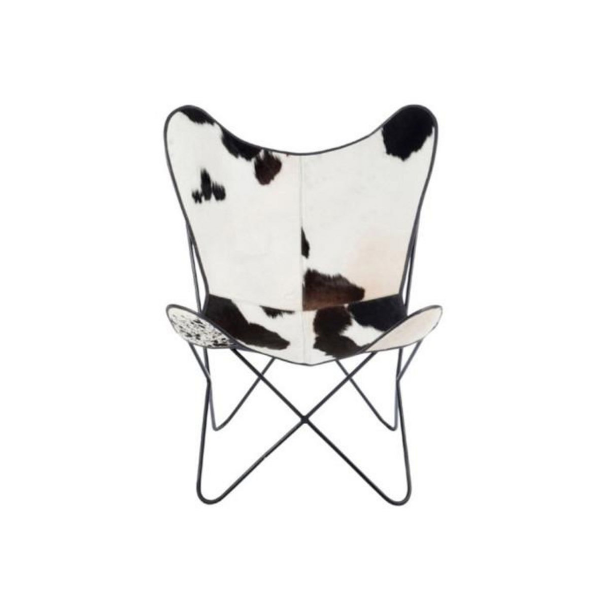 Paris Prix Fauteuil Design Peau de Vache  Papillon  92cm Noir & Blanc