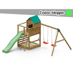 Fungoo Aire de jeux Jarcas avec balançoire double - Toboggan Vert - Fungoo