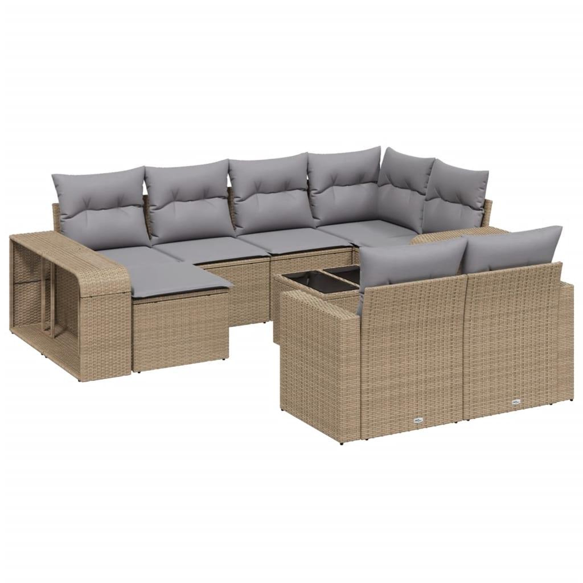 Voir la diapositive 2 : VIDAXL Salon de jardin 11 pcs avec coussins beige resine tressee