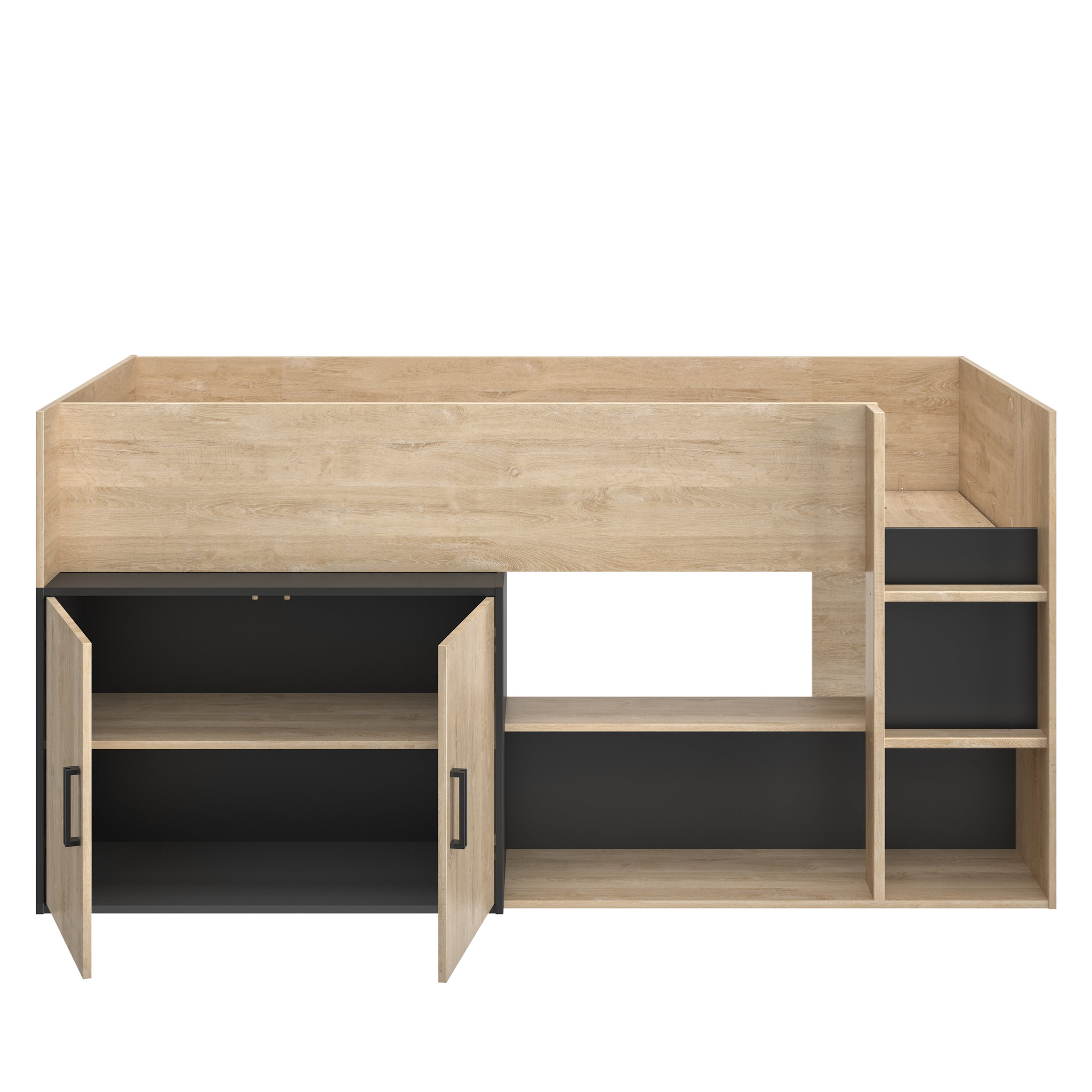 Voir la diapositive 3 : Lit combiné 90x200cm avec rangements CLEVELAND