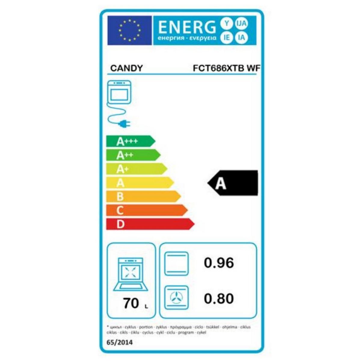 Candy Four intégrable multifonction 70l 60cm pyrolyse inox - FCT686XTBWF