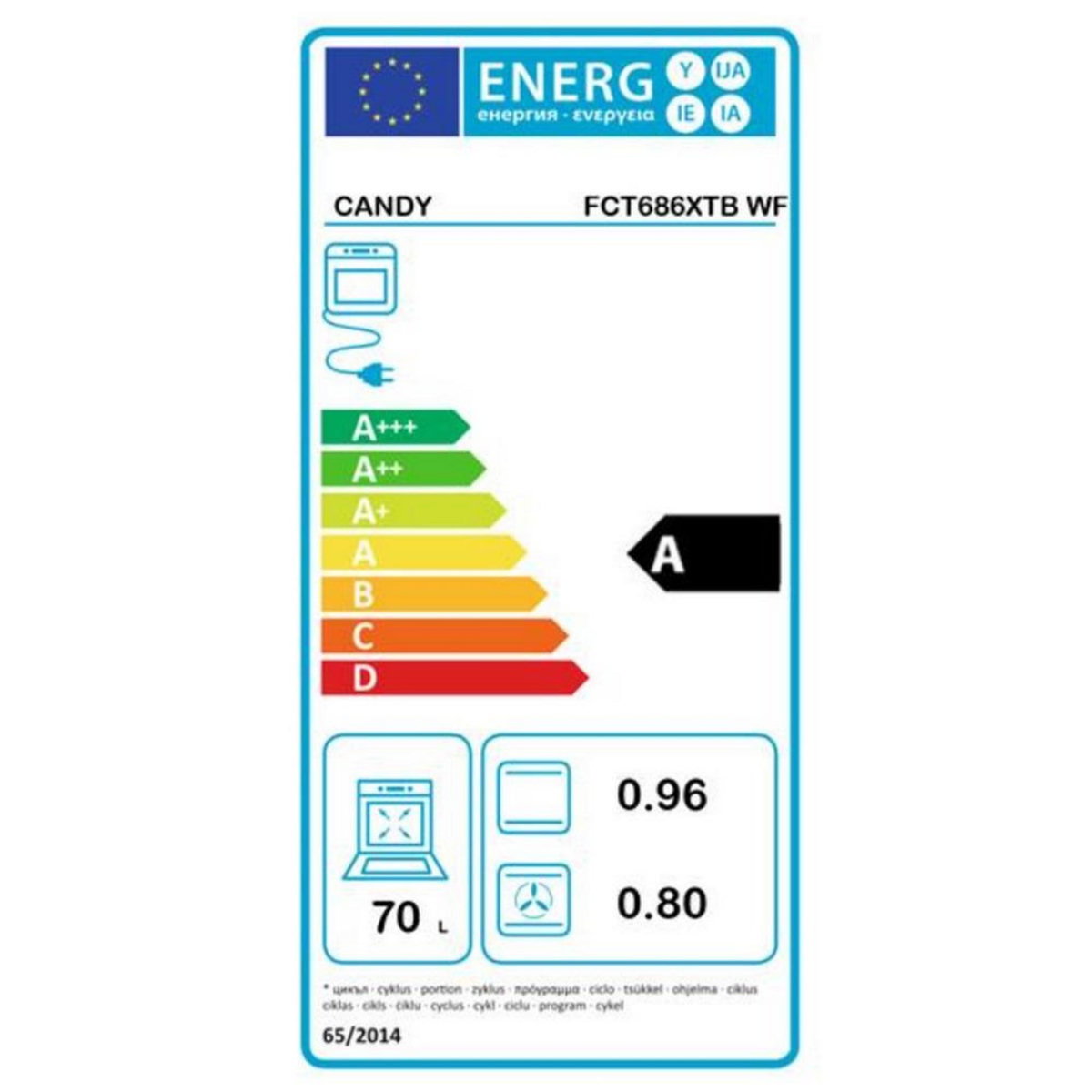 Candy Four intégrable multifonction 70l 60cm pyrolyse inox - FCT686XTBWF