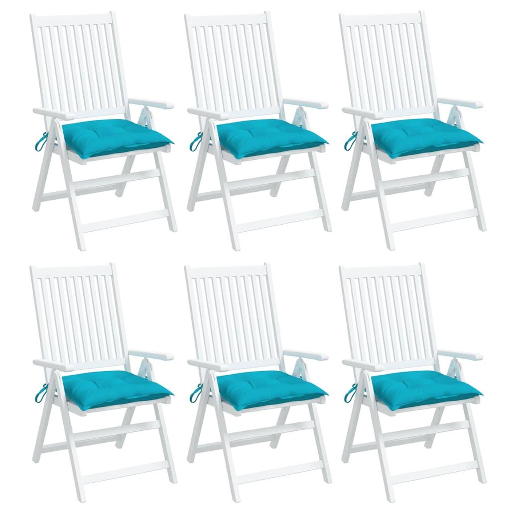 Voir la diapositive 4 : VIDAXL Coussins de chaise lot de 6 turquoise 40x40x7 cm tissu