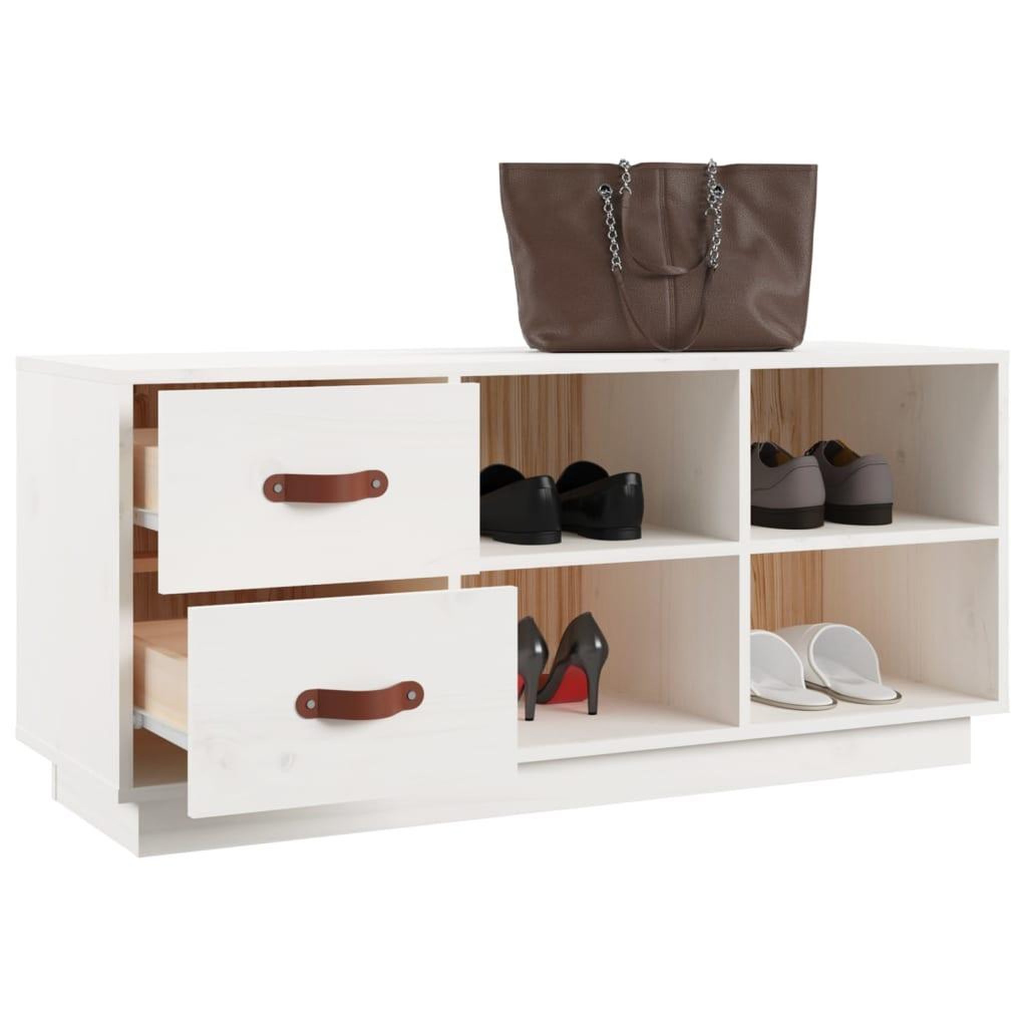 Voir la diapositive 5 : VIDAXL Banc a chaussures Blanc 100x34x45 cm Bois de pin massif