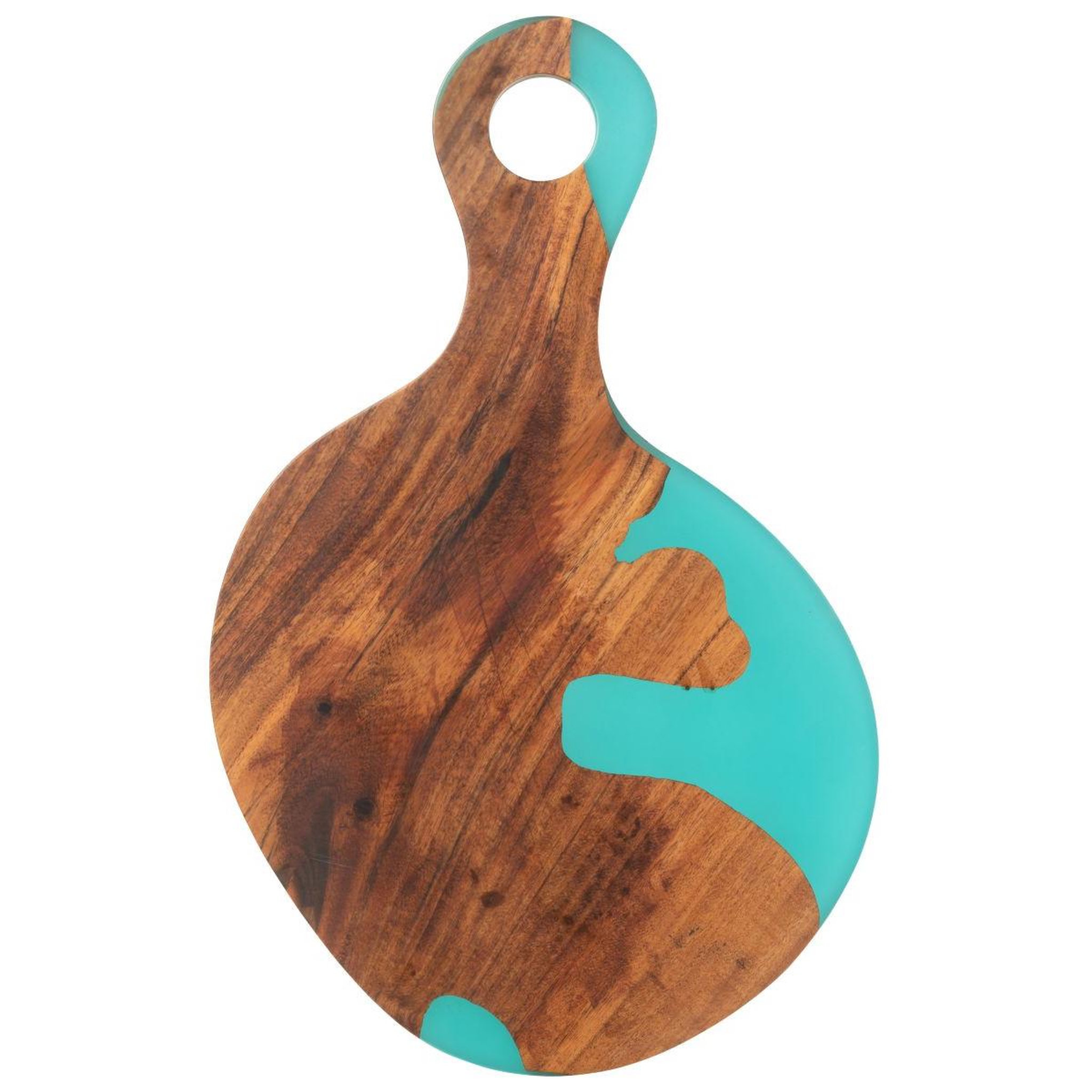 Voir la diapositive 2 : J-LINE Planche à Découper en Bois  Douglas  53cm Naturel & Bleu
