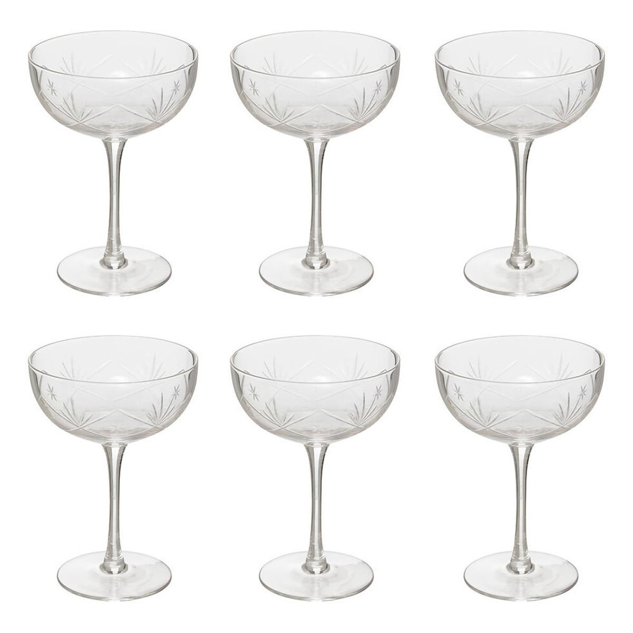 SECRET DE GOURMET Lot de 6 coupes à champagne design  victoria  28cl transparent