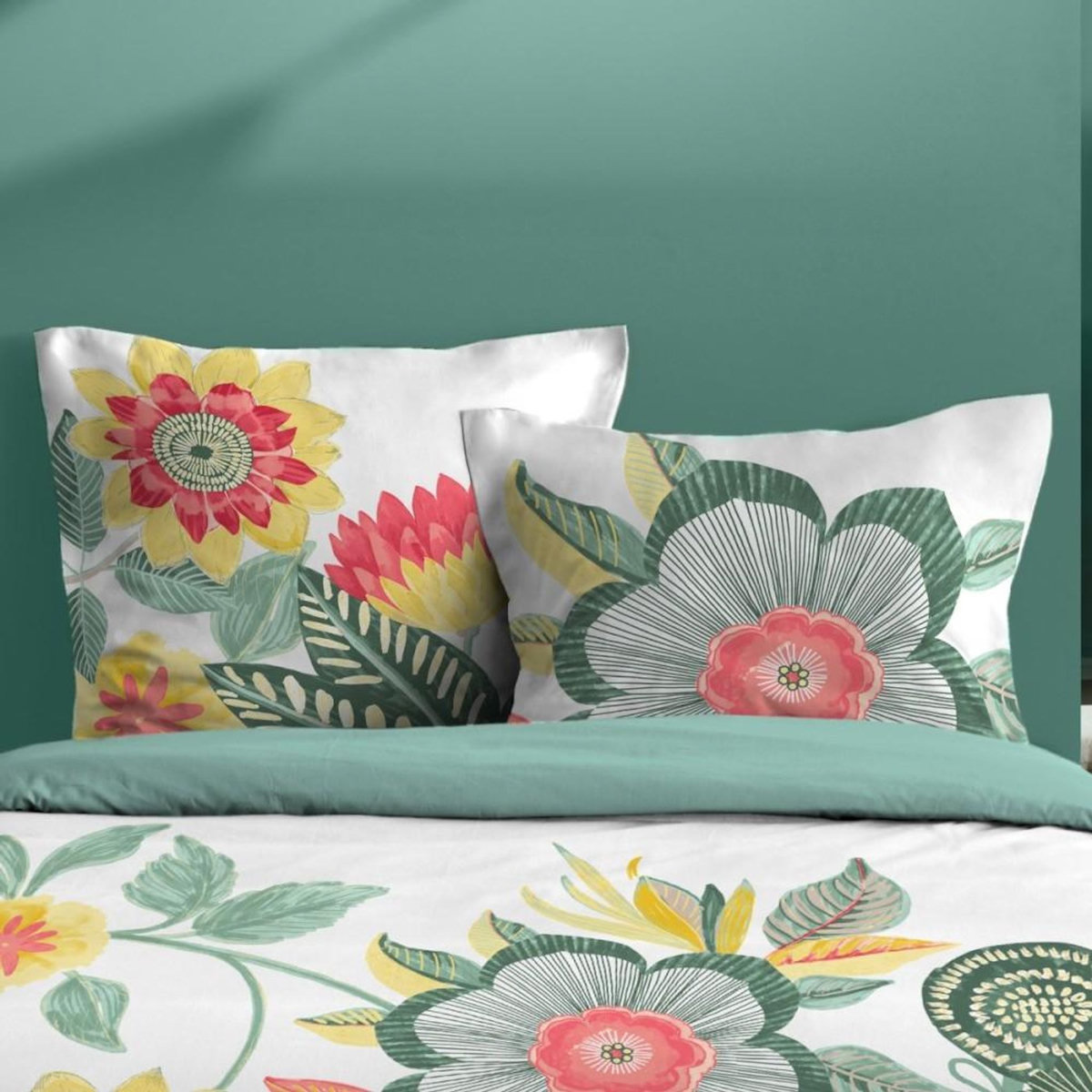 STOF Housse de couette 260x240 finition rabat + 2 taies coton 57 fils