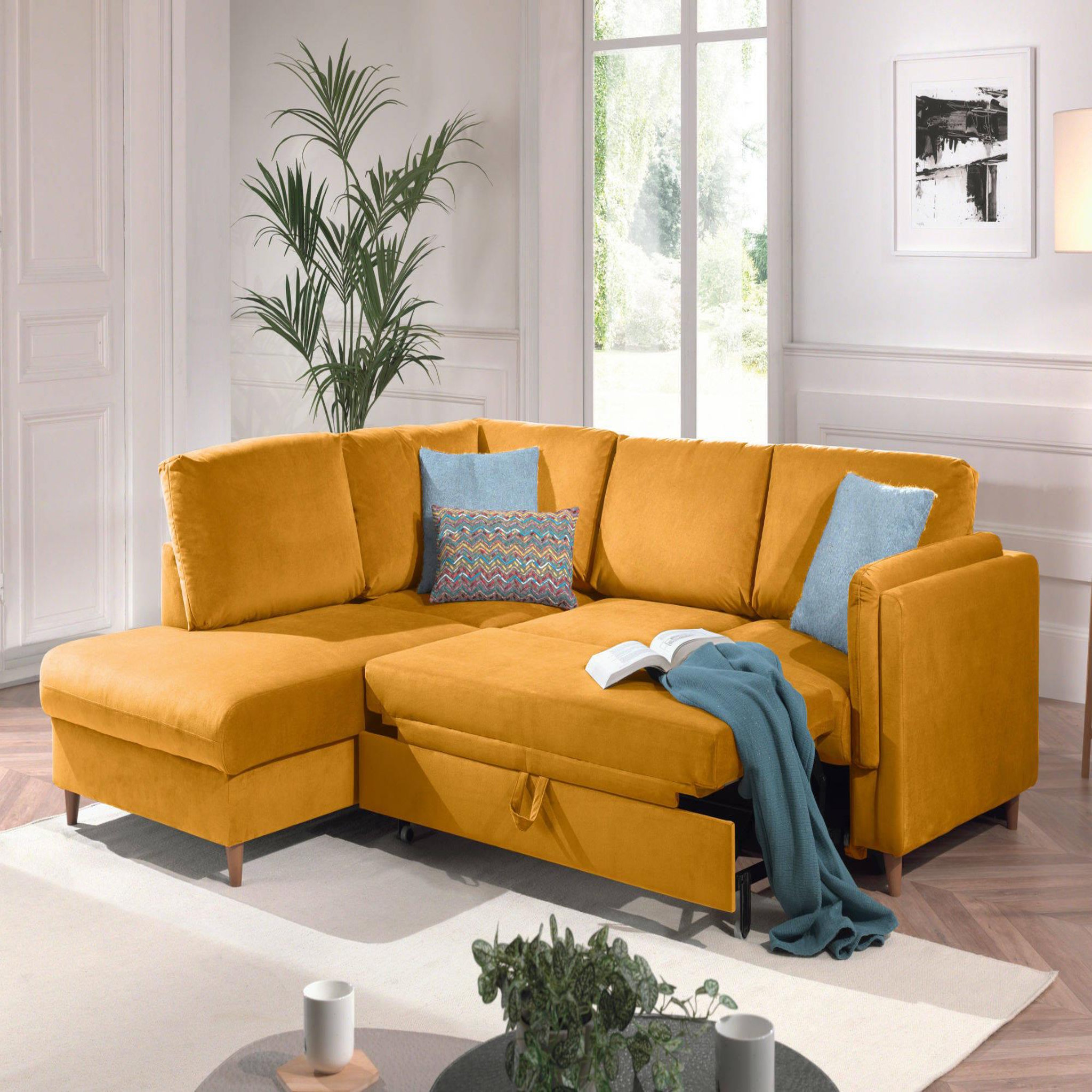 Voir la diapositive 3 : LISA DESIGN Brooke - canapé d'angle gauche - convertible - 5 places - en velours