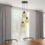 Voir la diapositive 3 : ID MARKET Suspension 3 lampes industrielles forme diamant en métal noir