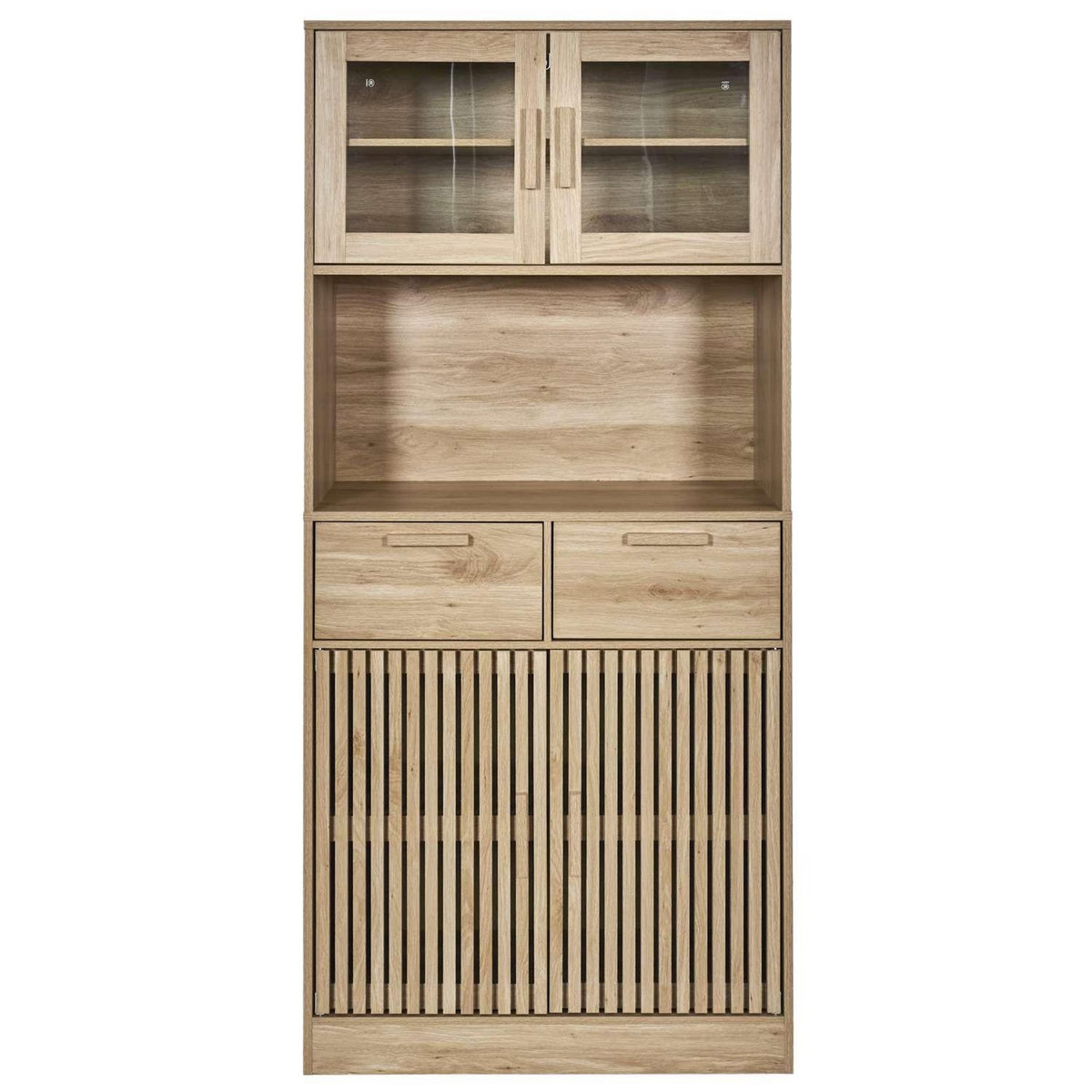 The Home Deco Factory Buffet de cuisine 4 portes 2 tiroirs Saulk en bois - Marron