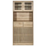 Voir la diapositive 1 : The Home Deco Factory Buffet de cuisine 4 portes 2 tiroirs Saulk en bois - Marron