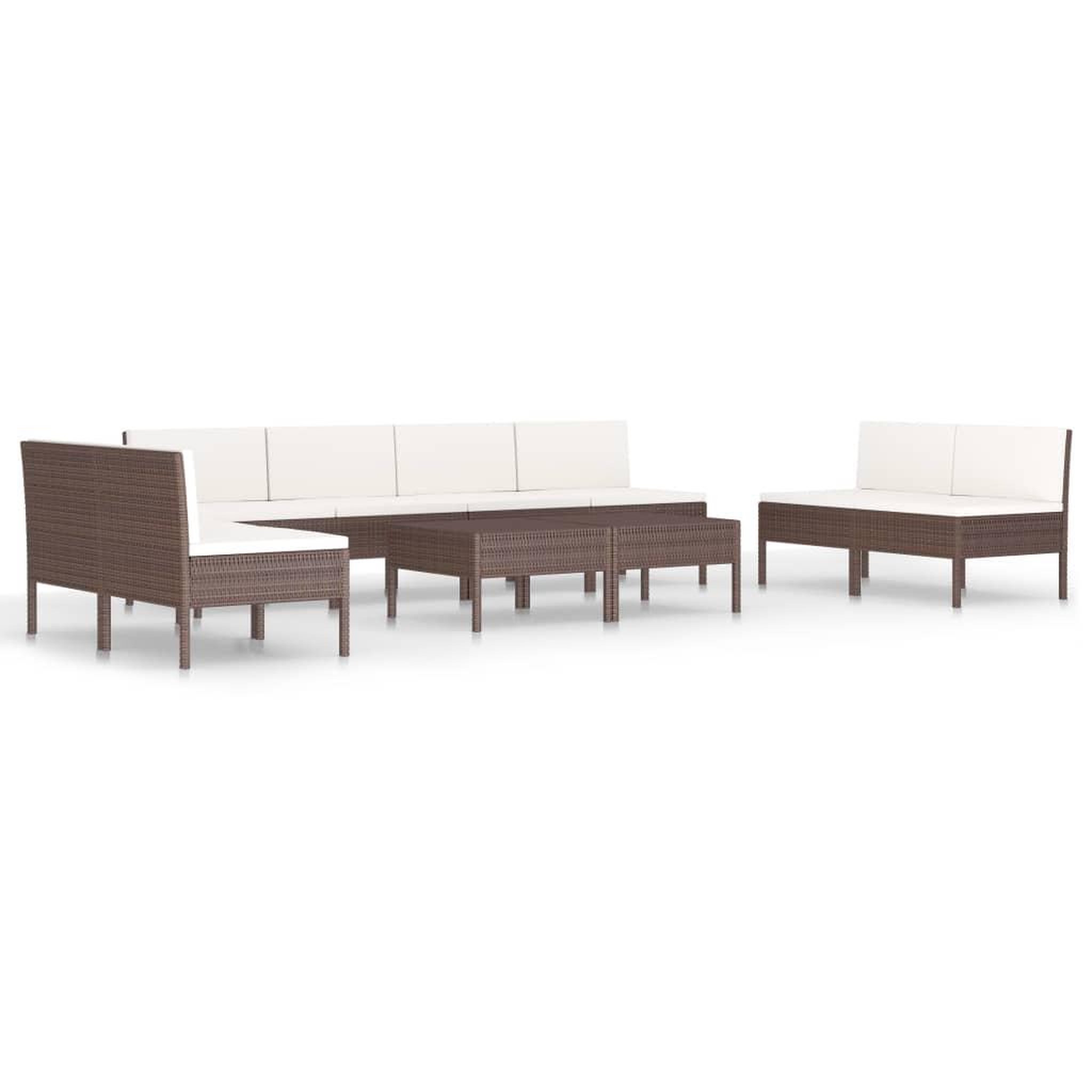 Voir la diapositive 2 : VIDAXL Salon de jardin 10 pcs avec coussins Resine tressee Marron