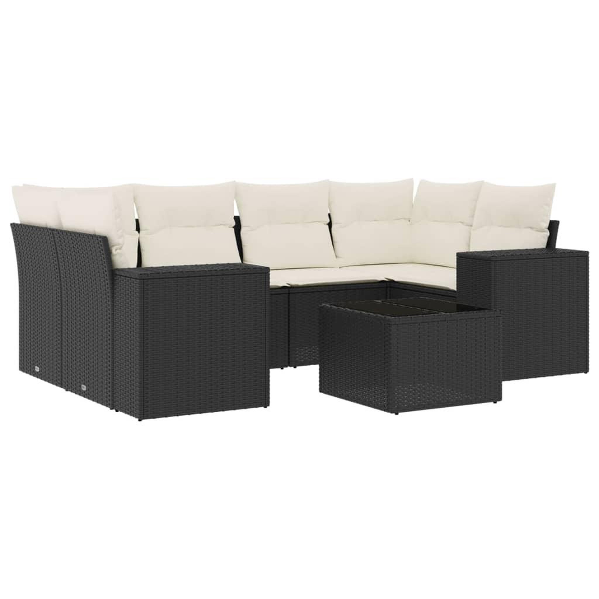 Voir la diapositive 2 : VIDAXL Salon de jardin 7 pcs avec coussins noir resine tressee