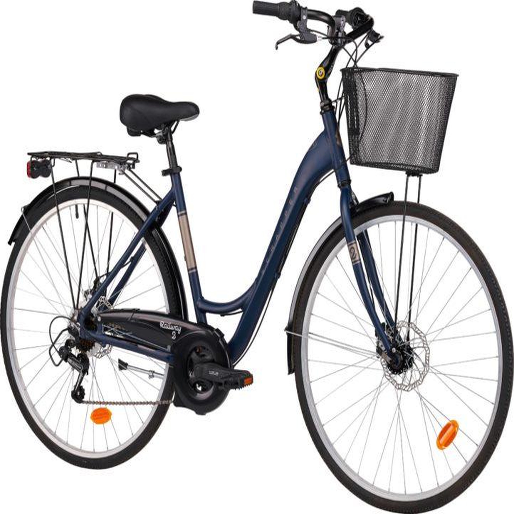 Voir la diapositive 2 : SCRAPPER Vélo VTC 28'' Ville Rigide Femme Alu  Scrapper Railway 2  - Taille M (1.60 m - 1.75 m) - 18 vitesses - Enjambement bas – Freins V-brake - Shimano -  Equipé City - Double freins à disque - Potence réglable Alu