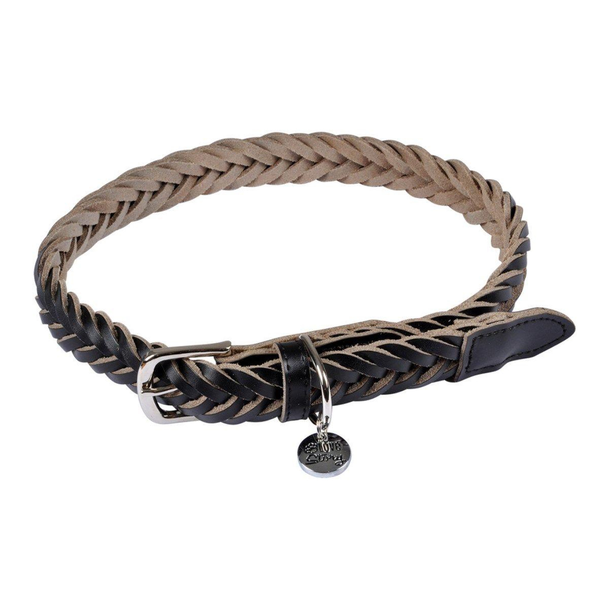 LOVE STORY Collier pour chien réglable  tressé  50-70cm noir