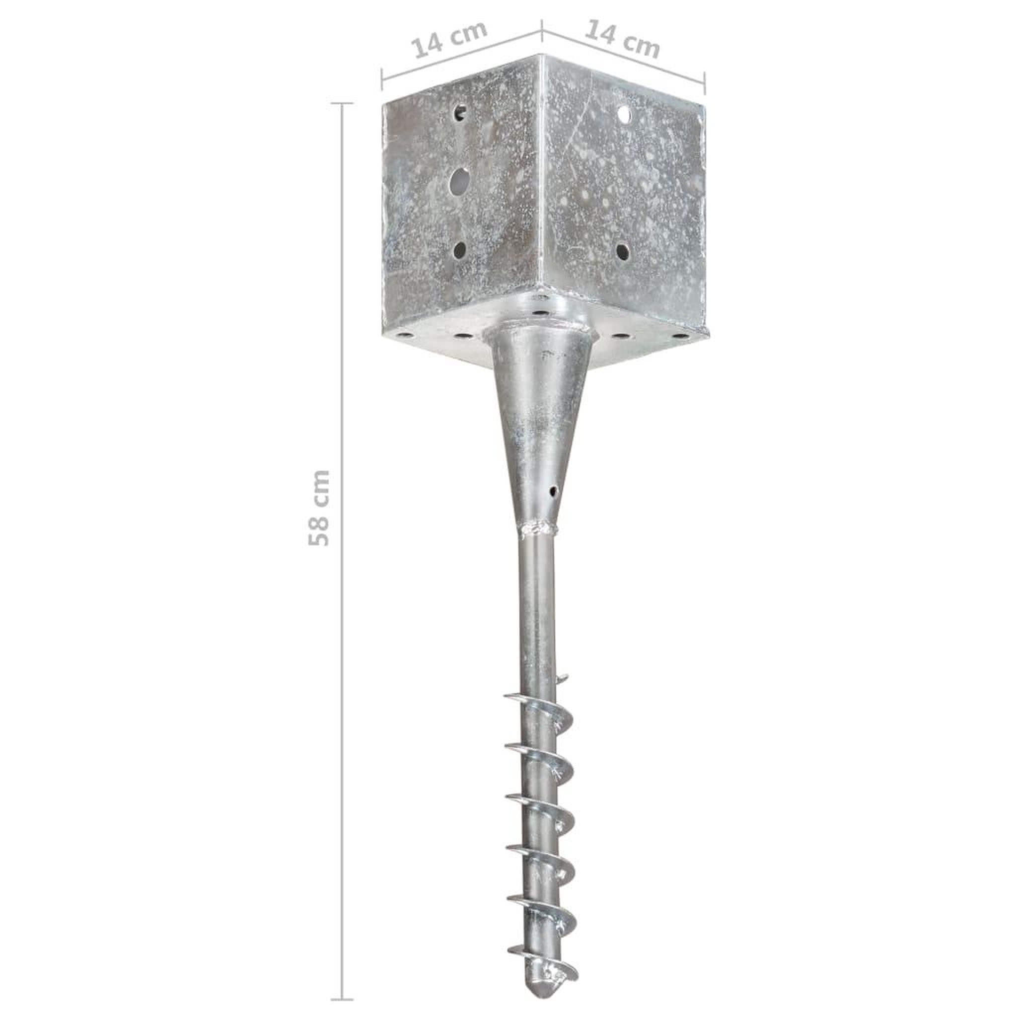 Voir la diapositive 6 : VIDAXL Piquets au sol 2 pcs argente 14x14x58 cm acier galvanise