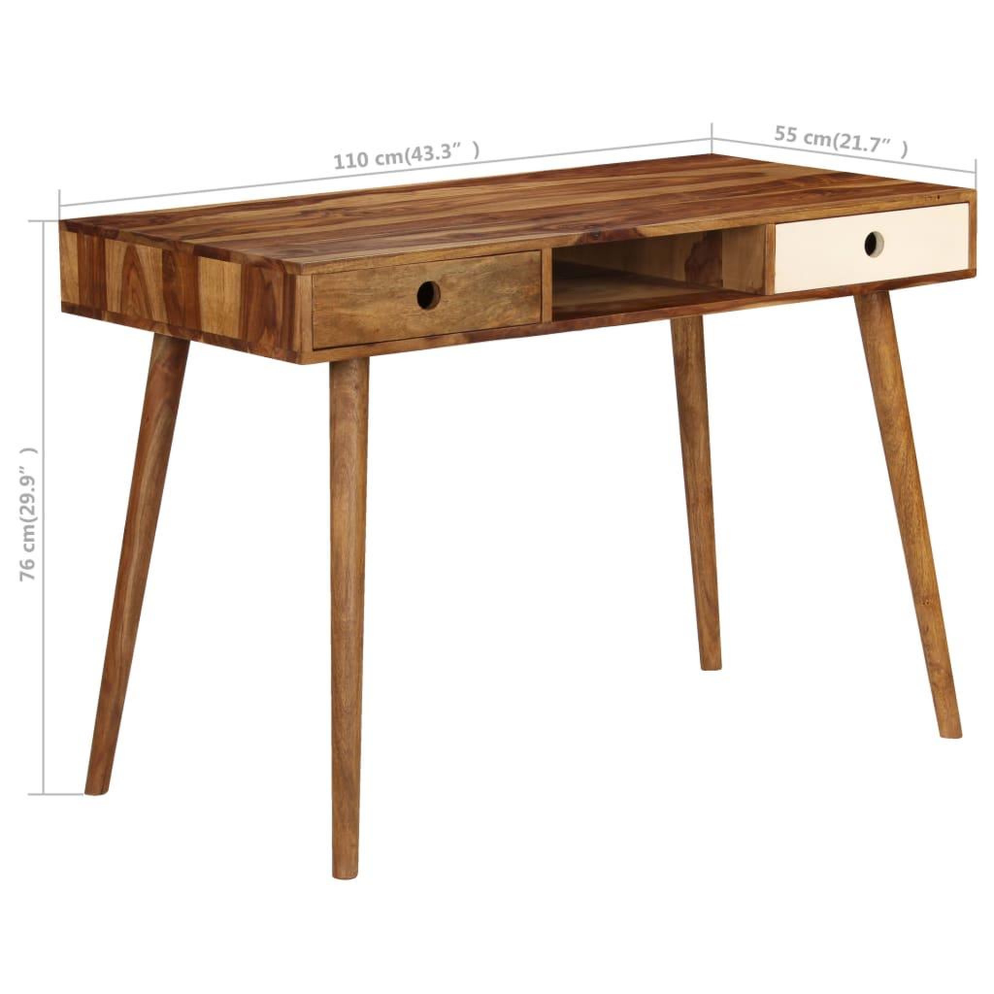 Voir la diapositive 6 : VIDAXL Bureau 110 x 55 x 76 cm Bois solide de Sesham