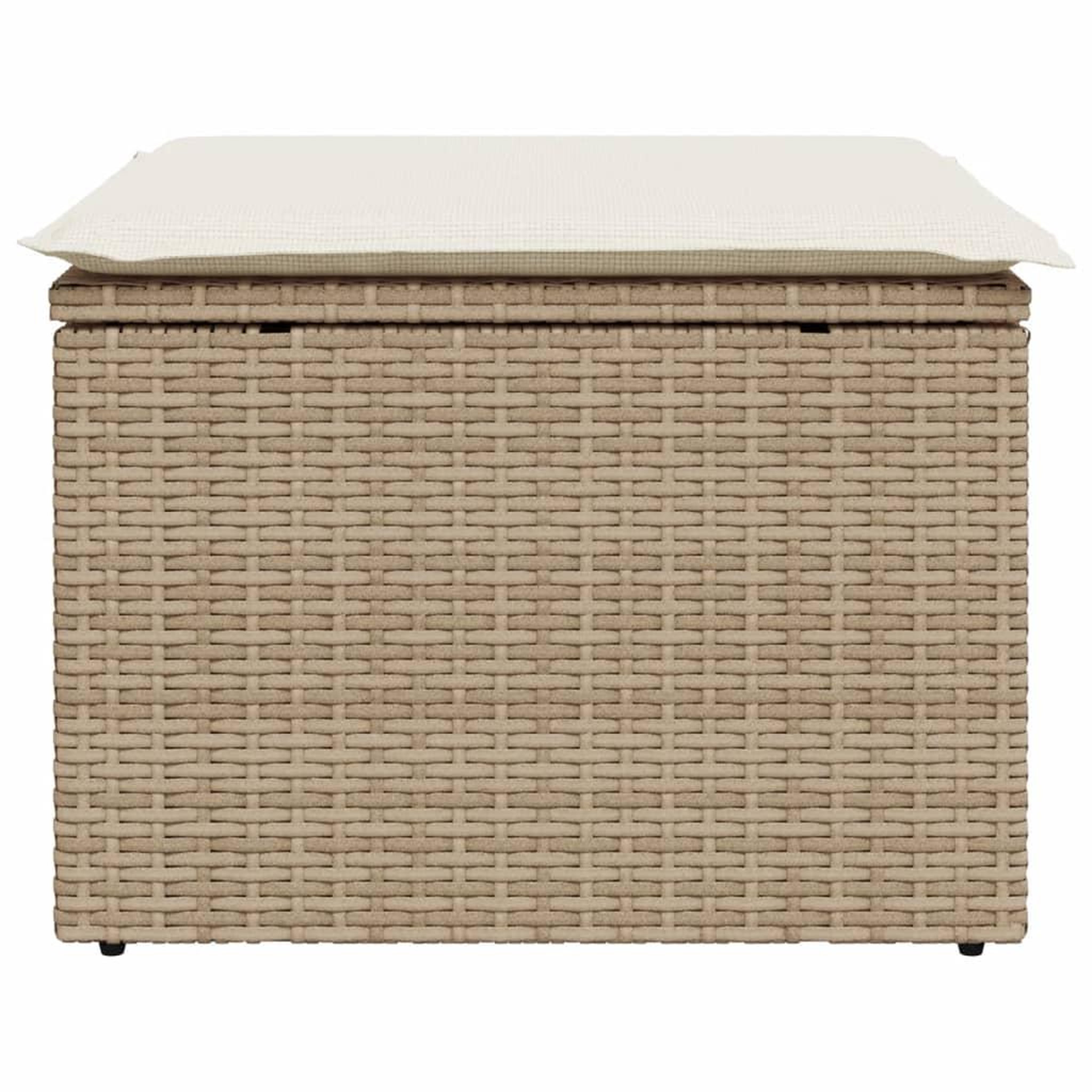 Voir la diapositive 4 : VIDAXL Tabouret de jardin avec coussin beige 55x55x37cm resine tressee