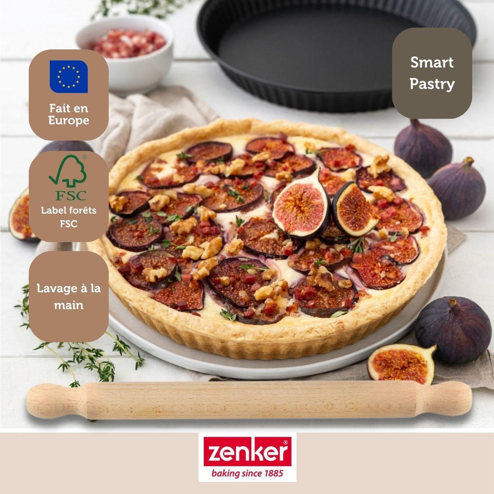 Voir la diapositive 6 : ZENKER Rouleau à pâtisserie en bois certifié fsc 35 cm zenker smart pastry