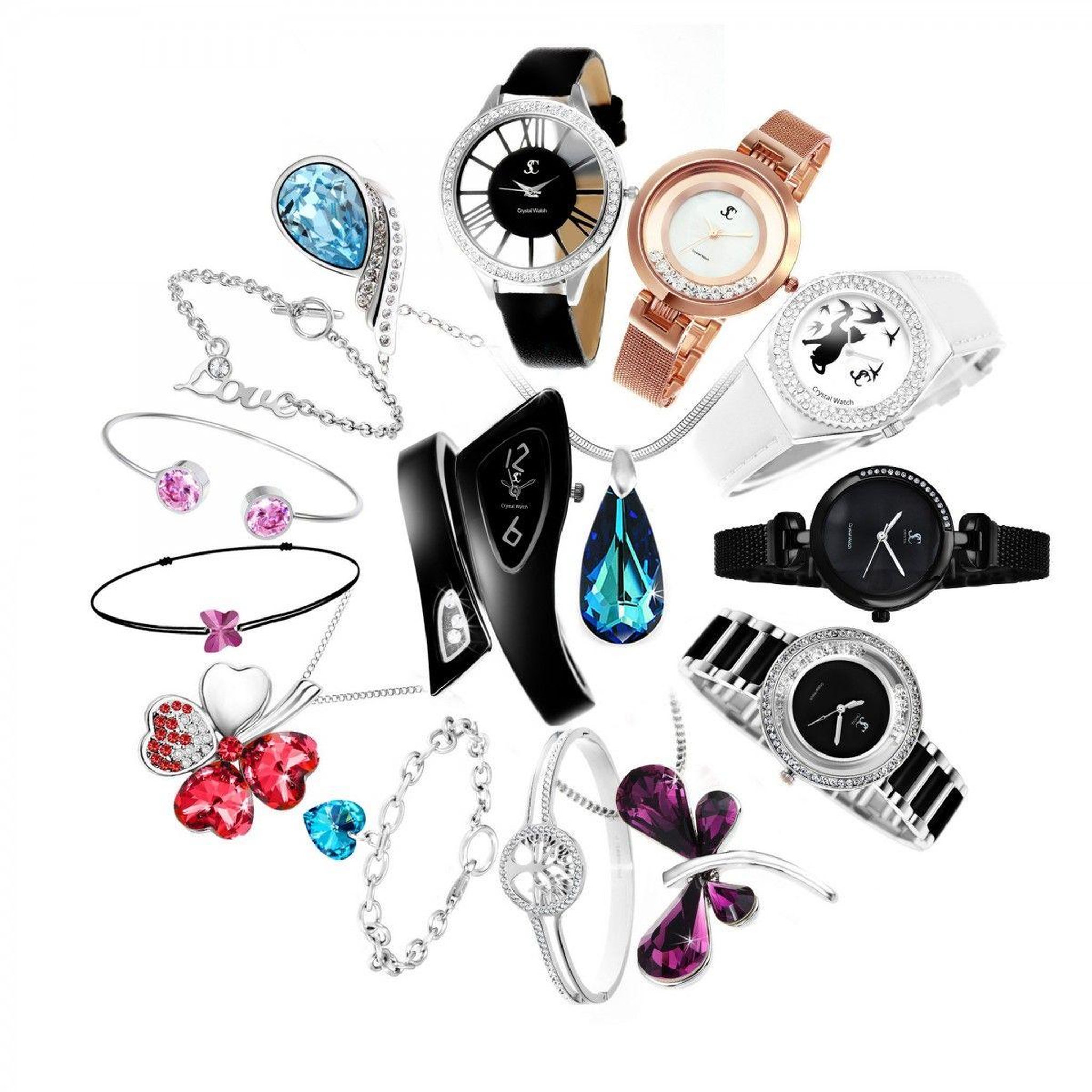 SC CRYSTAL Box mensuelle SC Crystal - 2 montres et 3 bijoux femme