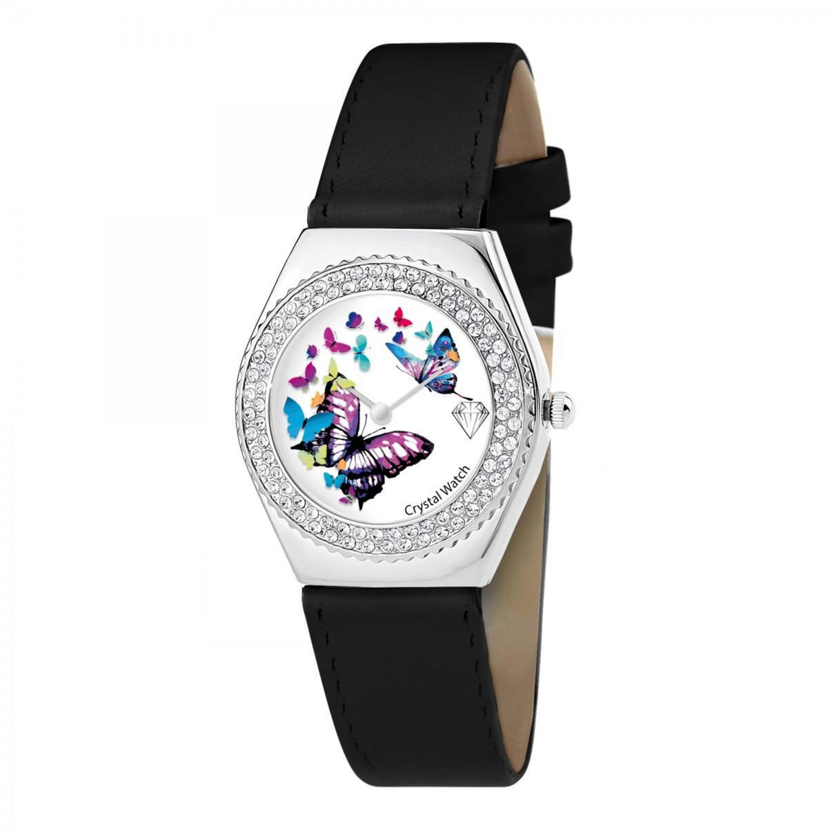 SC CRYSTAL Montre Alysson papillon à mouvement tournant SC Crystal ornée de Cristaux scintillants