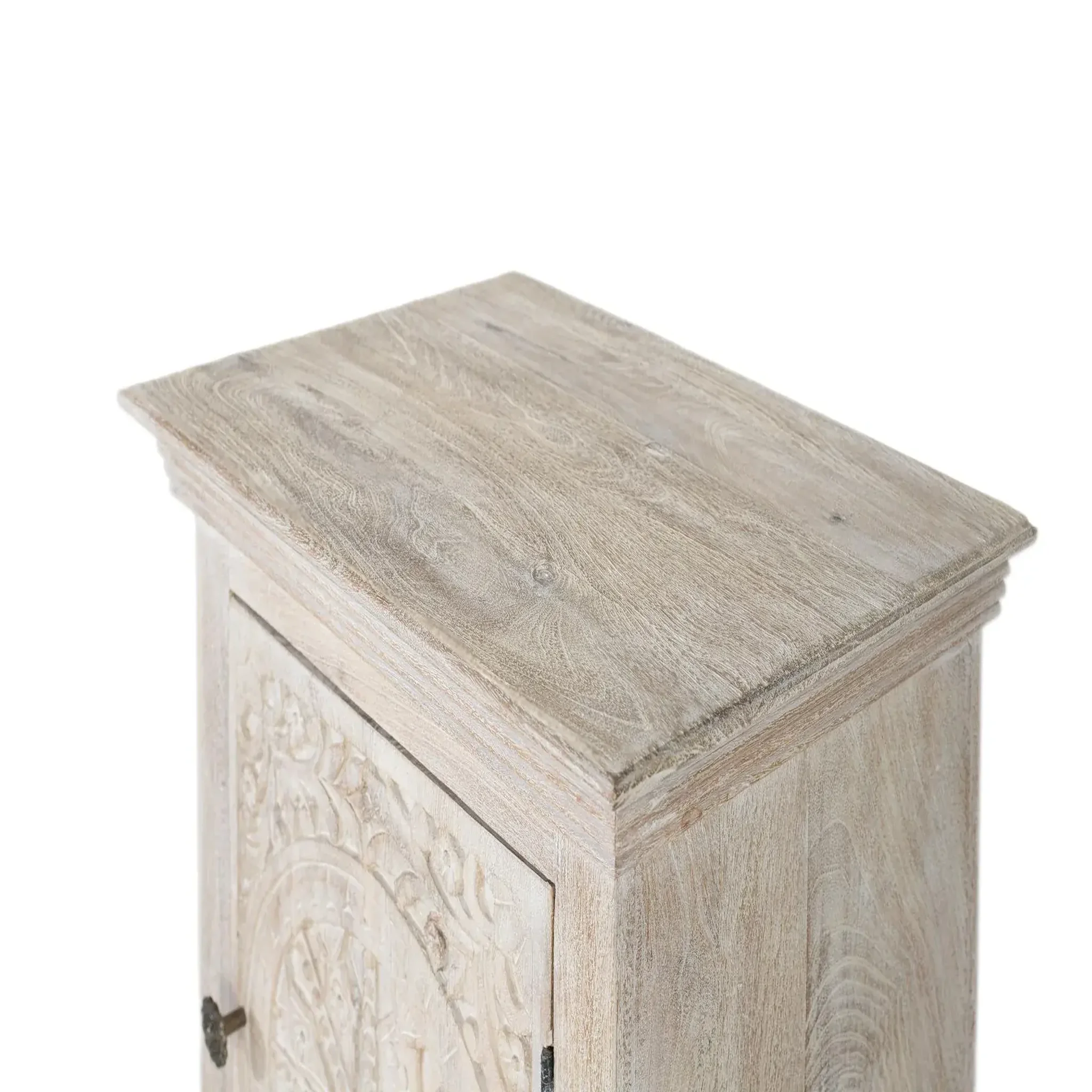 Voir la diapositive 4 : GINER Y COLOMER SL Table de chevet en bois de manguier 56 cm style ethnique colonial sculpté
