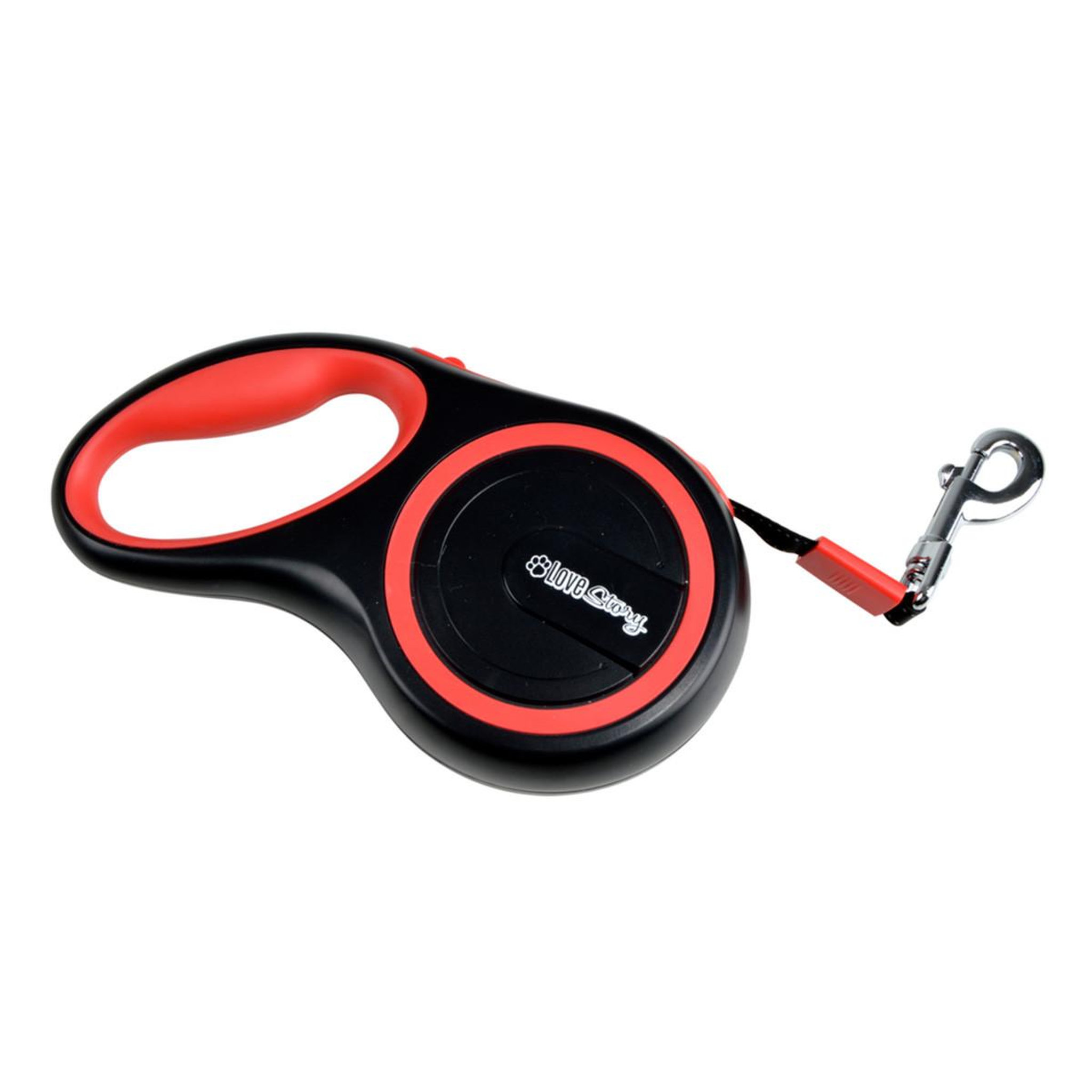 Voir la diapositive 1 : LOVE STORY Laisse rétractable chien  résistante  16cm rouge