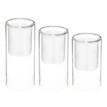 ATMOSPHERA Lot de 3 Bougies Led  Double Verre  25cm Transparent