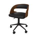 Rendez vous déco Chaise de bureau pivotante en bois foncé et PU noir-Louis
