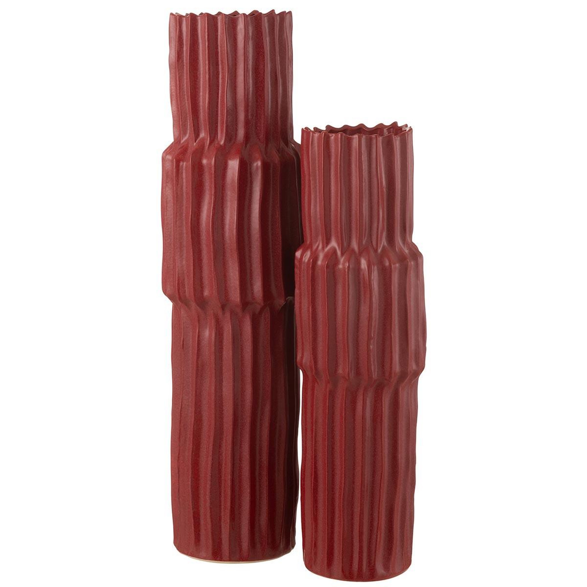 Voir la diapositive 2 : J-LINE Vase Déco en Argile  Ondule  60cm Rouge