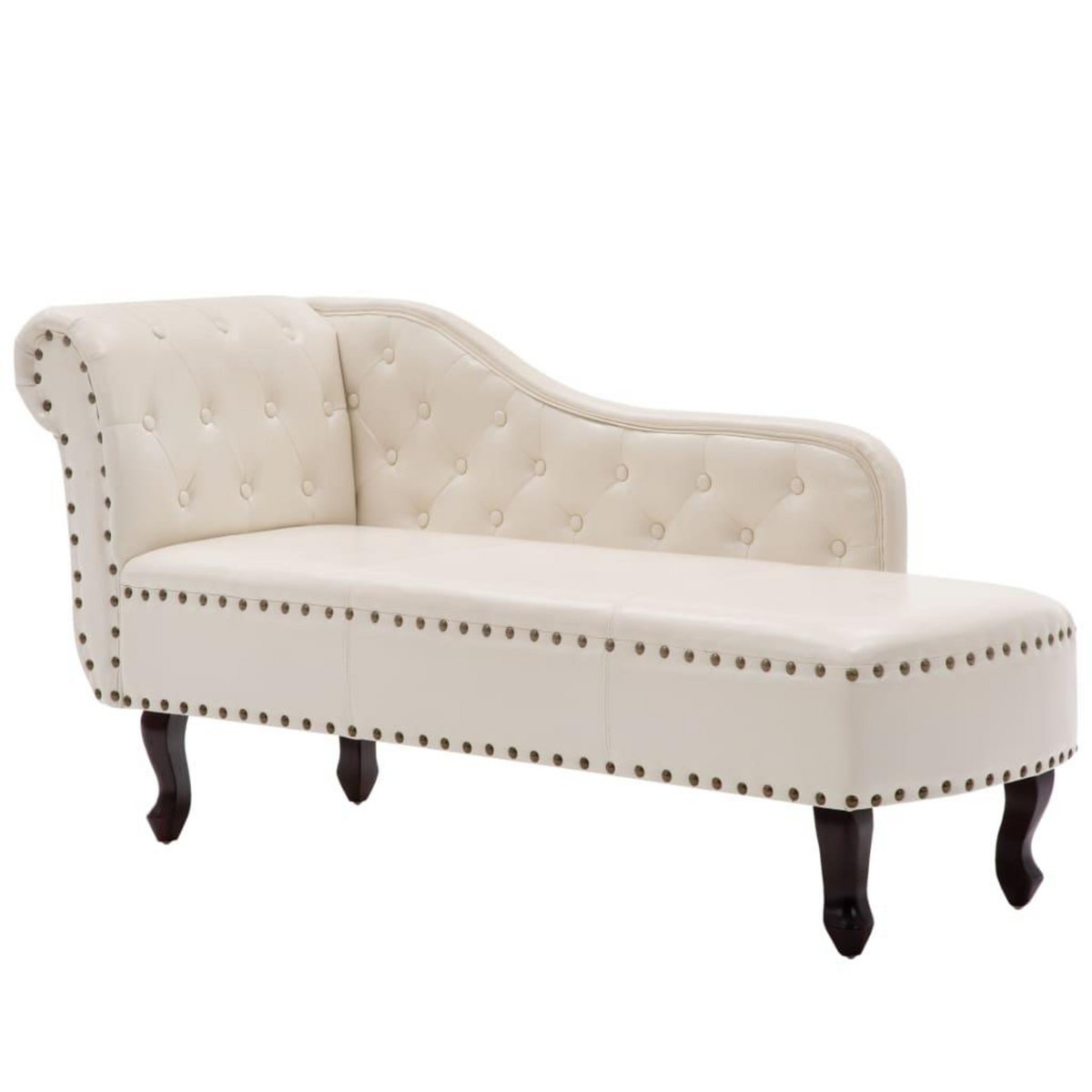 VIDAXL Chaise longue Blanc creme Similicuir