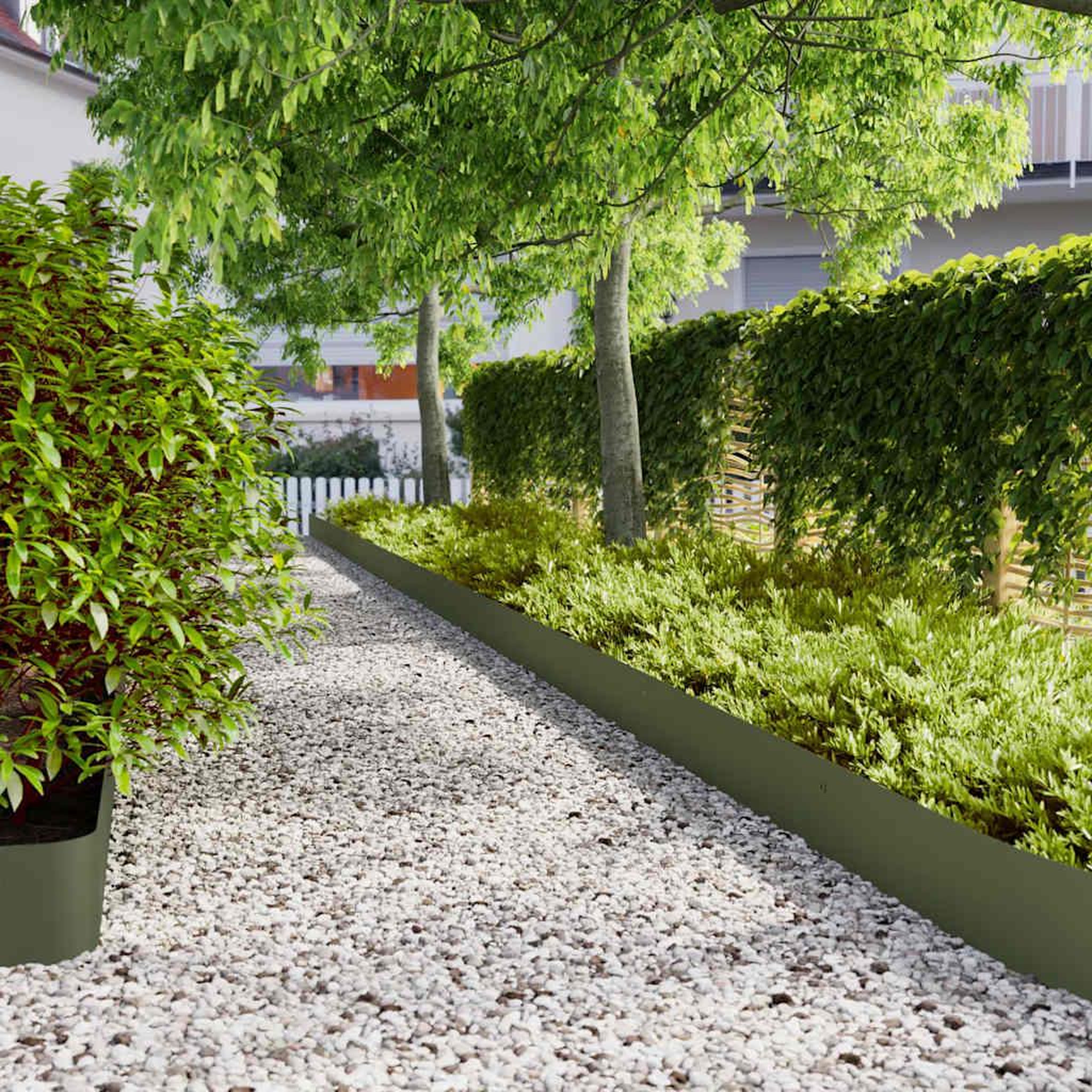 VIDAXL Bordures pelouse 30pcs vert olive 20x103cm acier lamine a froid