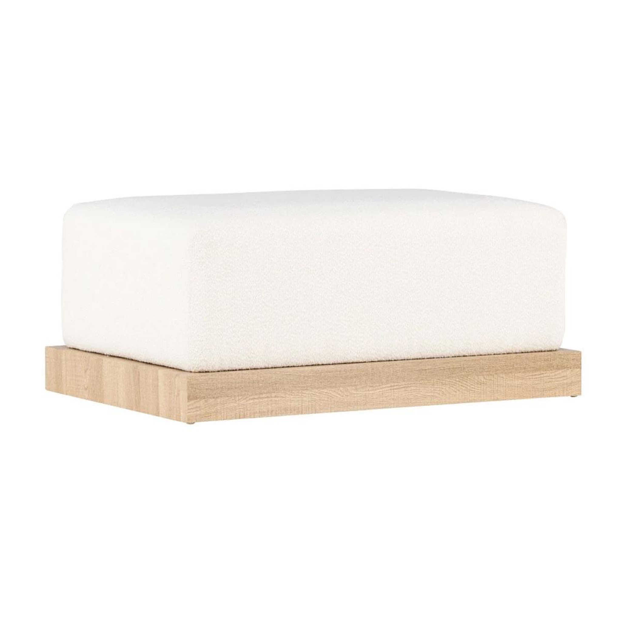 Paris Prix Pouf design en tissu bouclé  ivy  100cm blanc & naturel