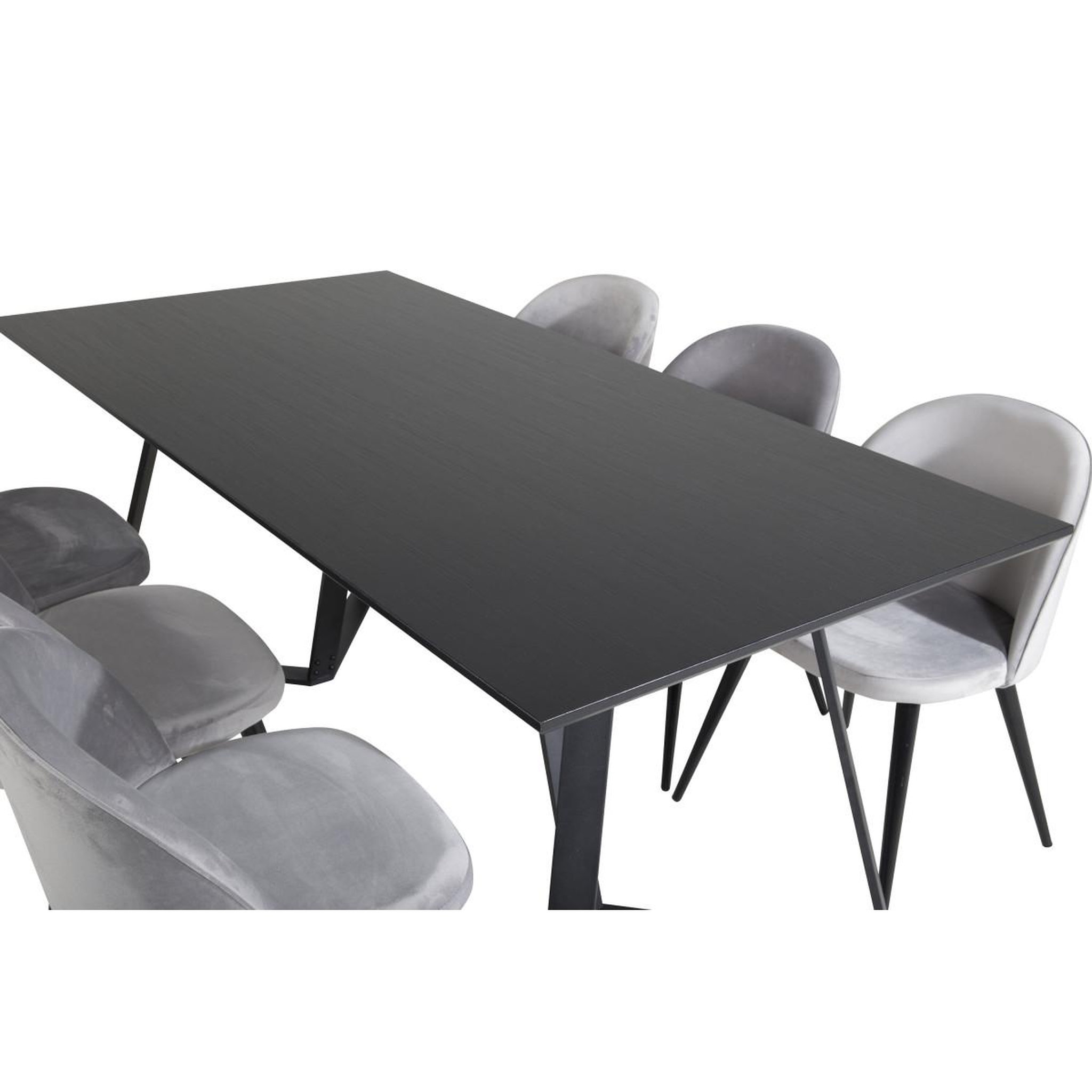 Voir la diapositive 4 : Paris Prix Ensemble table à manger & 6 chaises  marina & velvet  180cm noir & gris