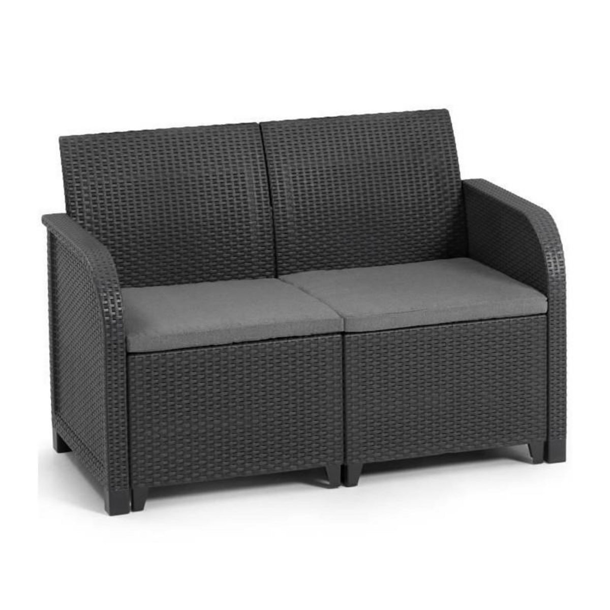 ALLIBERT by KETER Allibert by KETER - Sanremo - canape de jardin - en resine aspect rotin tresse - gris graphite