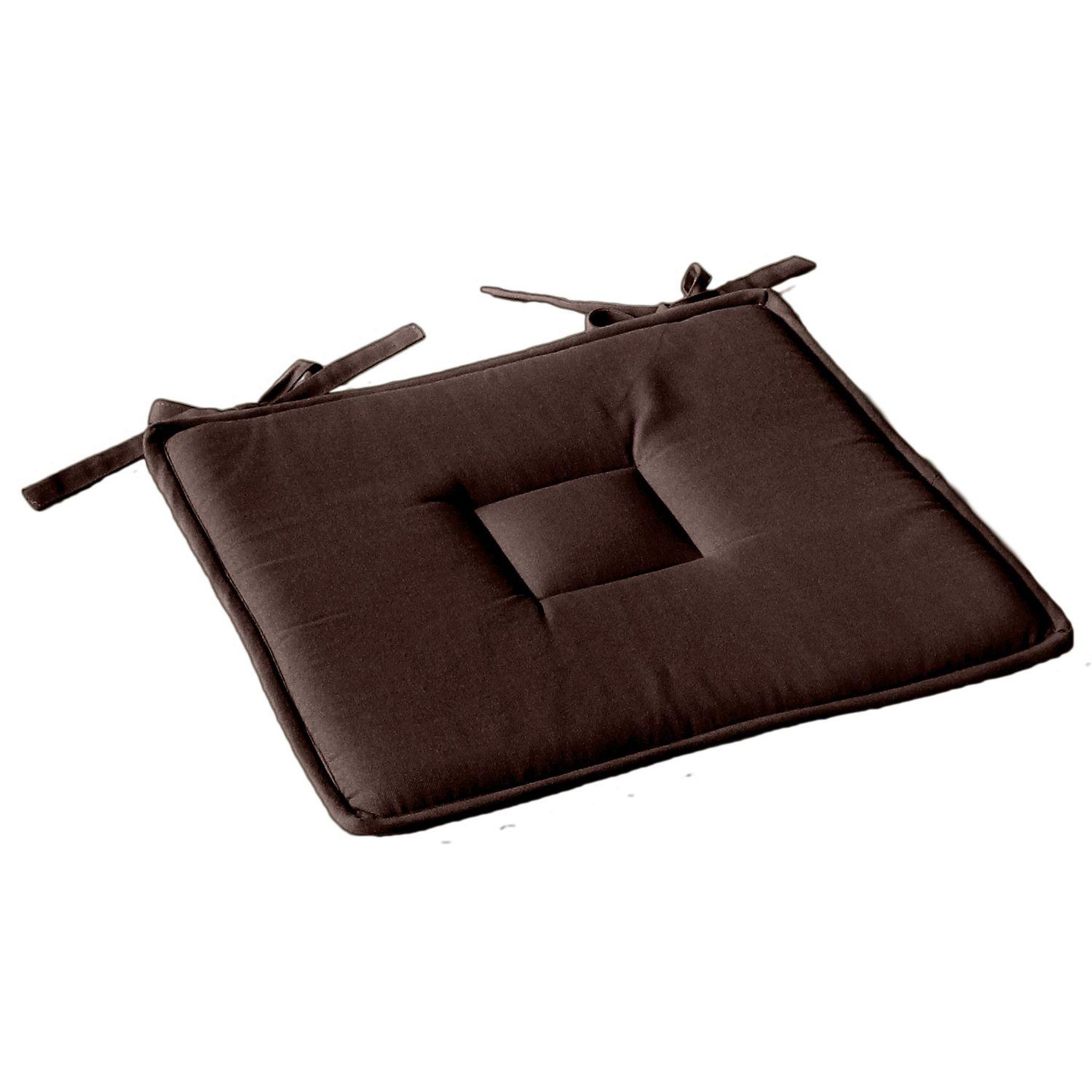 TOILINUX Galette de chaise plate Panama - 40 cm x 40 cm - Marron chocolat fondant. Coloris disponibles : Vert, Orange