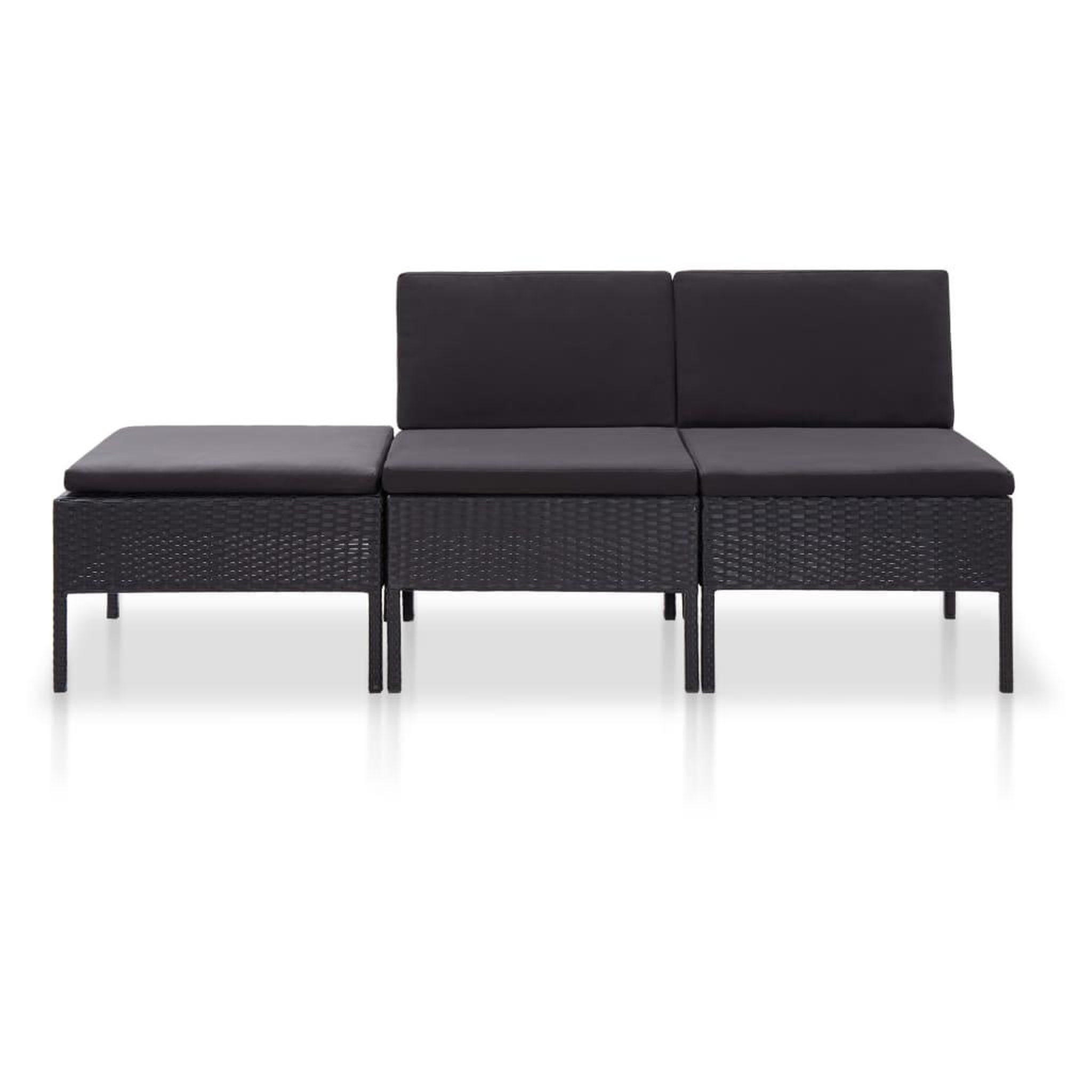 Voir la diapositive 2 : VIDAXL Salon de jardin 3 pcs avec coussins Resine tressee Noir