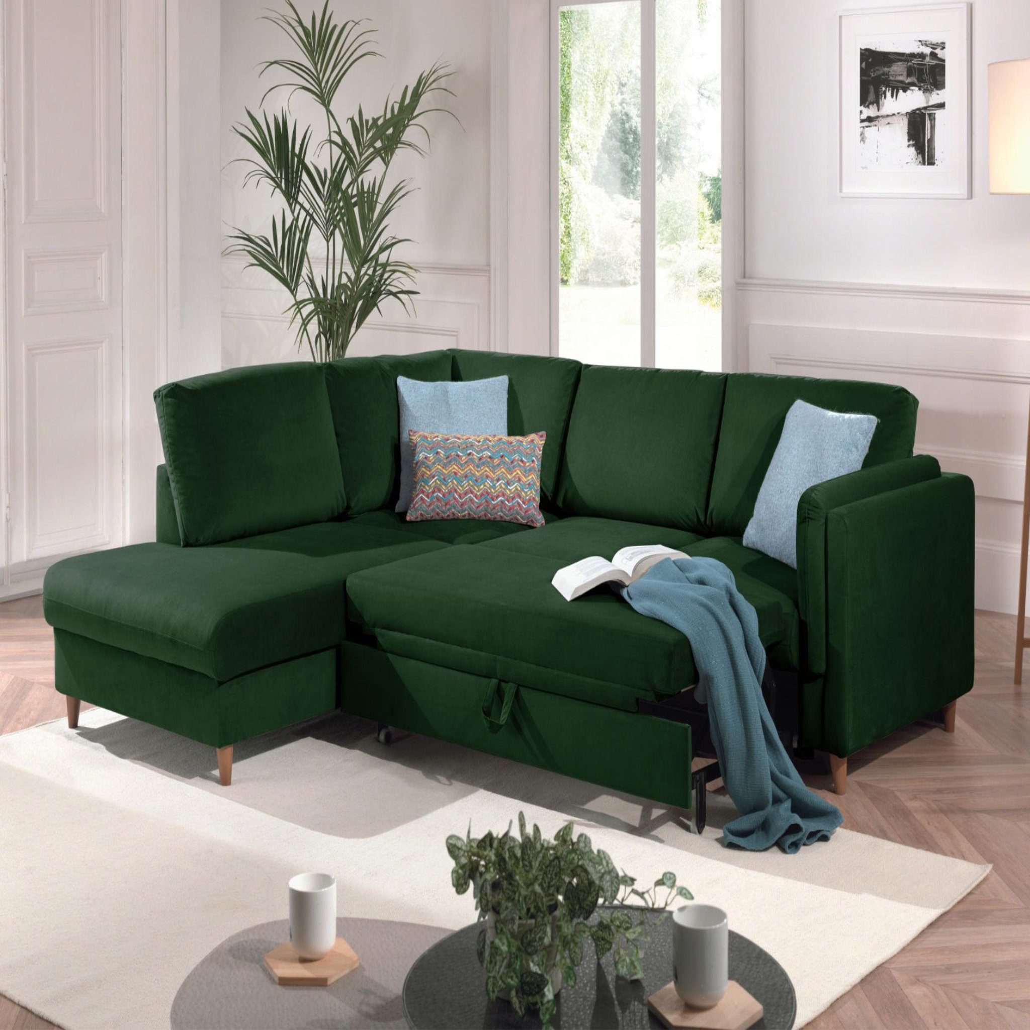 Voir la diapositive 3 : LISA DESIGN Brooke - canapé d'angle gauche - convertible - 5 places - en velours