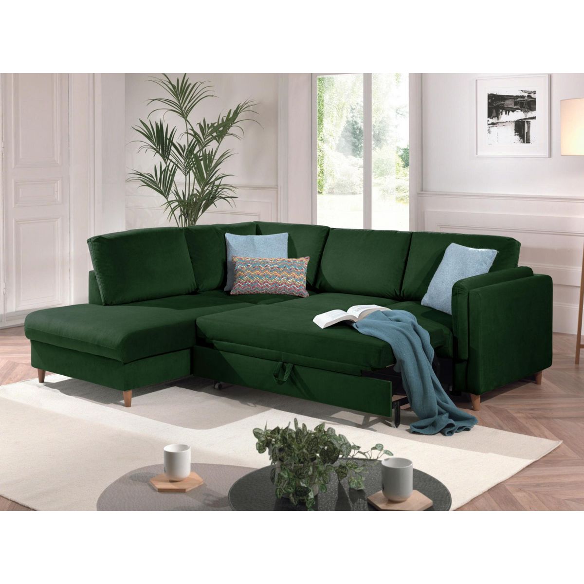 LISA DESIGN Brooke - canapé d'angle gauche - convertible - 5 places - en velours