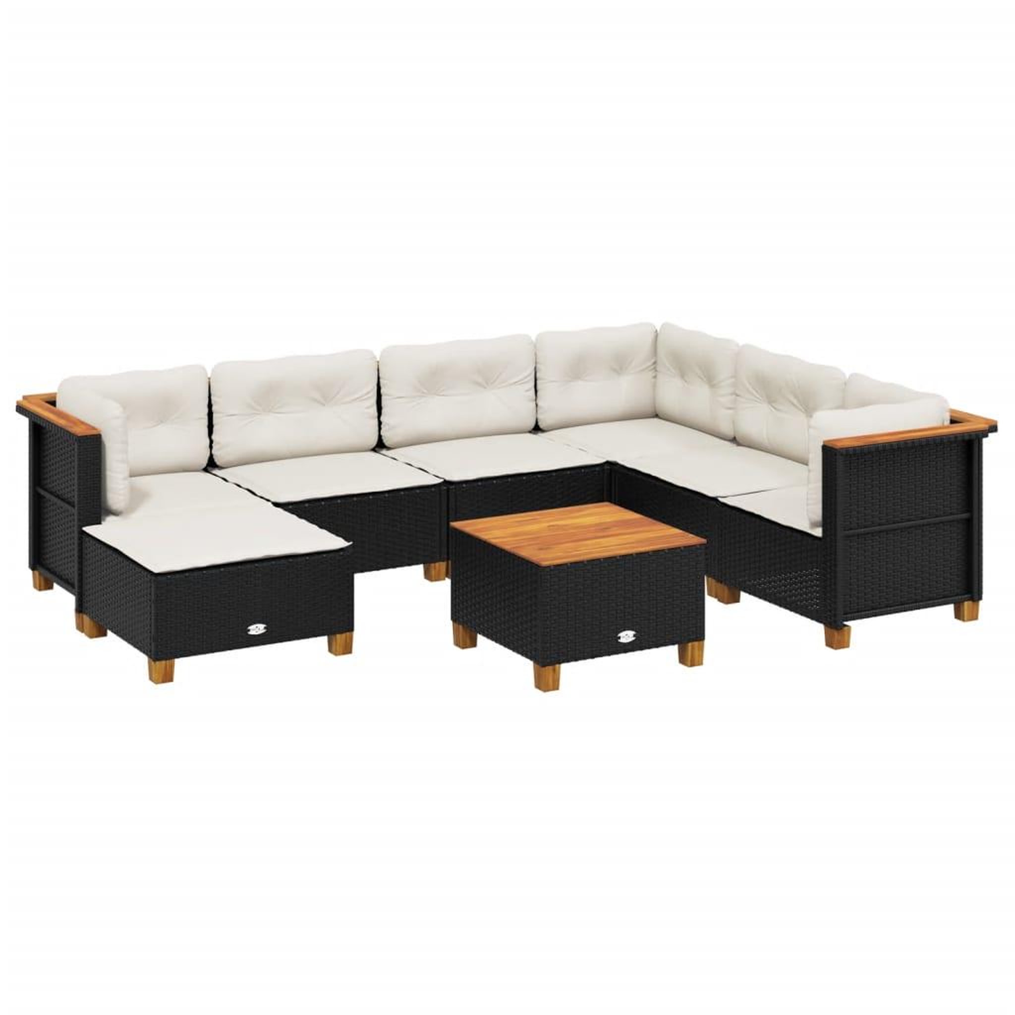 Voir la diapositive 2 : VIDAXL Salon de jardin 8 pcs avec coussins noir resine tressee